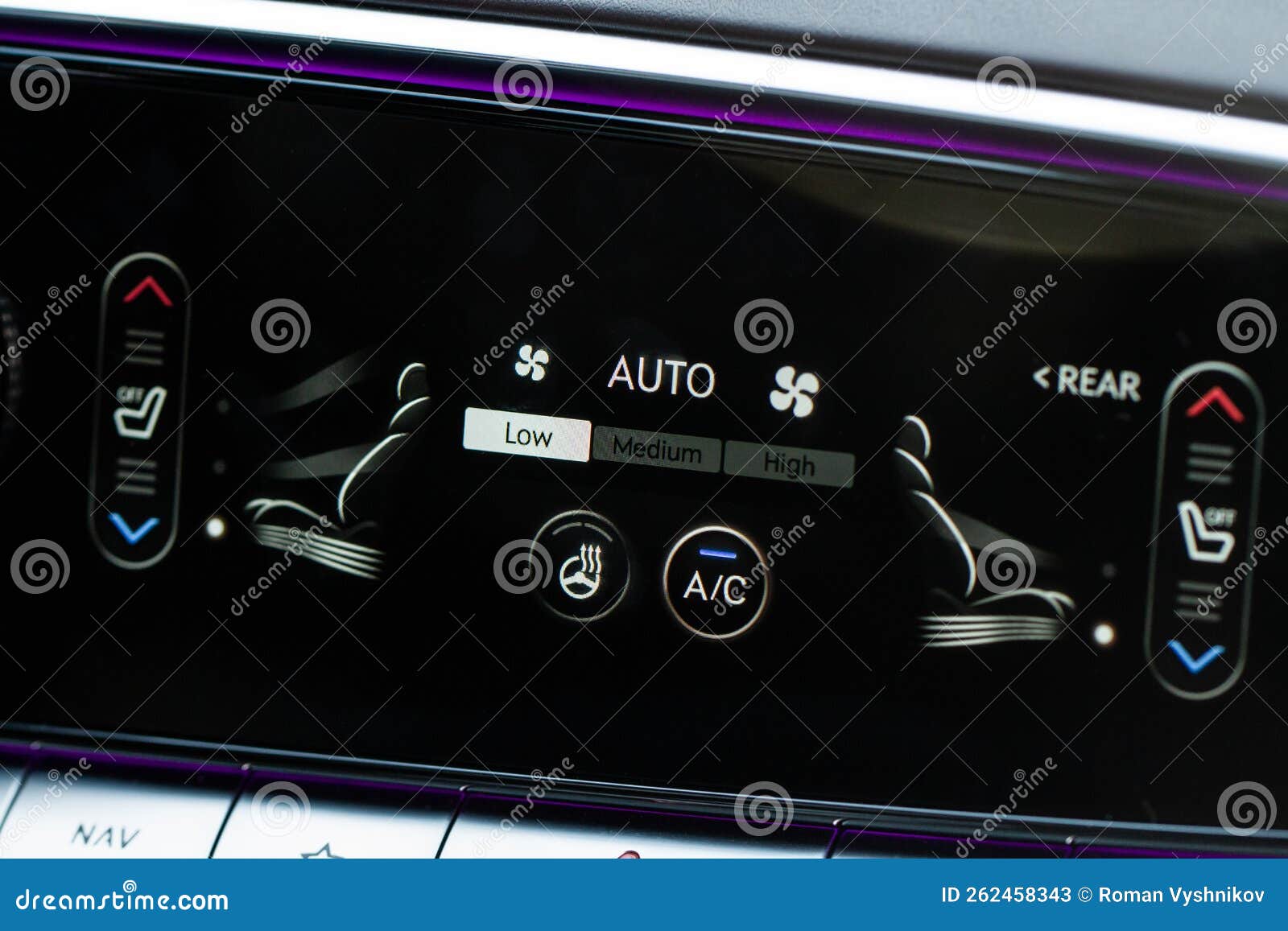 Digital Control Panel Car Air Conditioner Dashboard. Stock Image