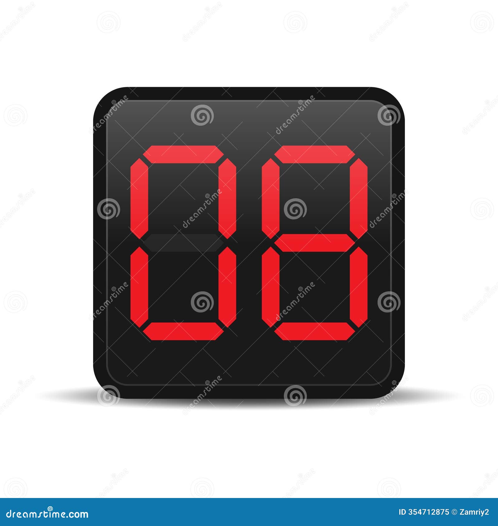 digital countdown display with red number 8