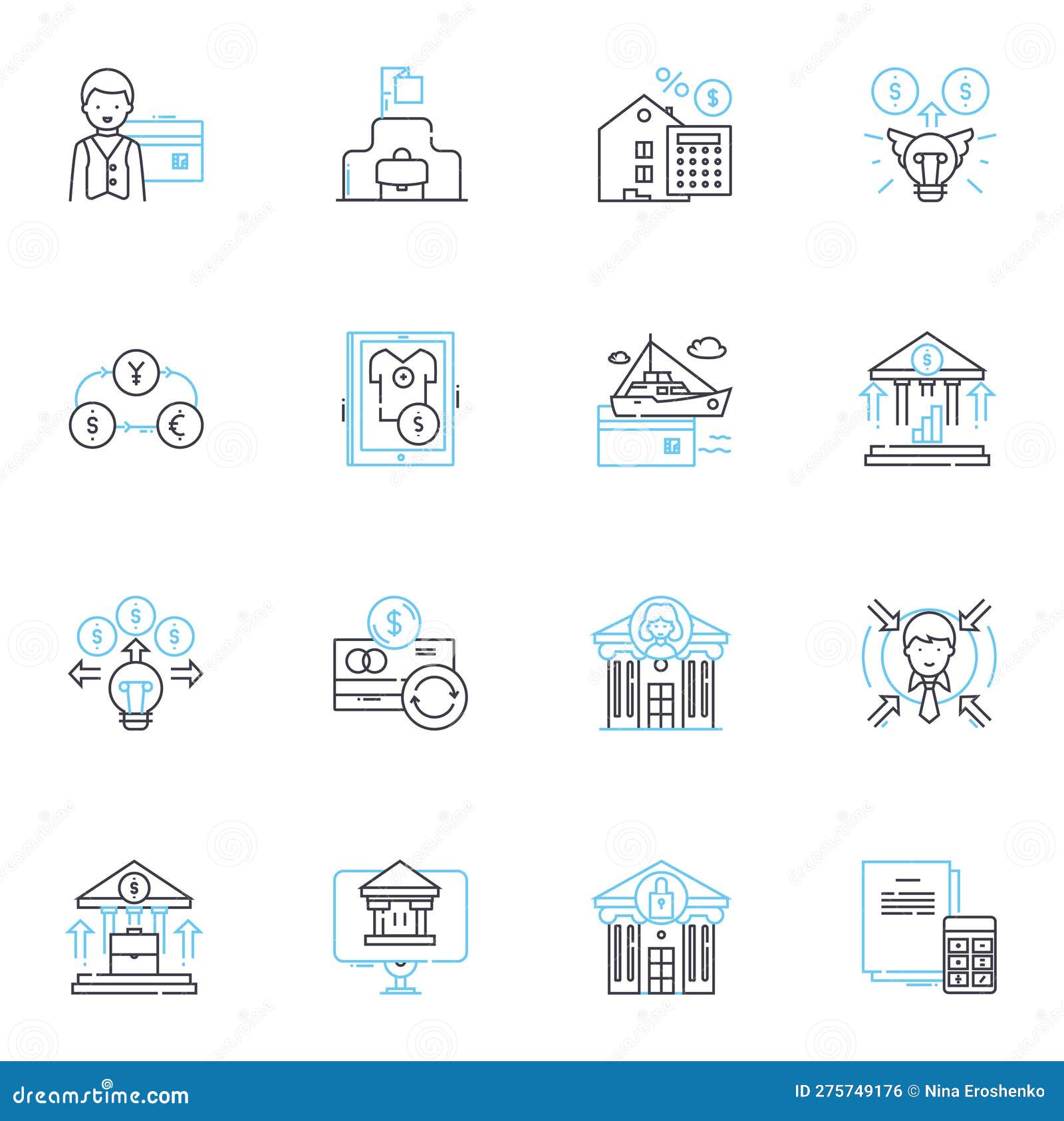 digital currency linear icons set. cryptocurrency, blockchain, litecoin, ethereum, mining, wallets, trading line 