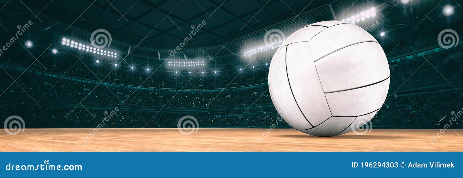 Sport Indoor Arena with Volleyball Ball on the Wooden Floor As ...