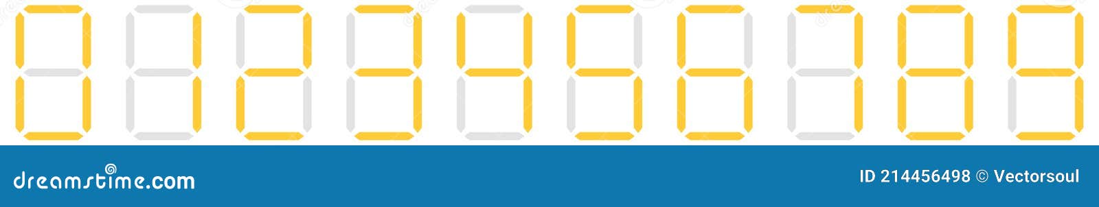 digital display of digits, numbers, numberals. scoreboard, digital clock, stopwatch numbers