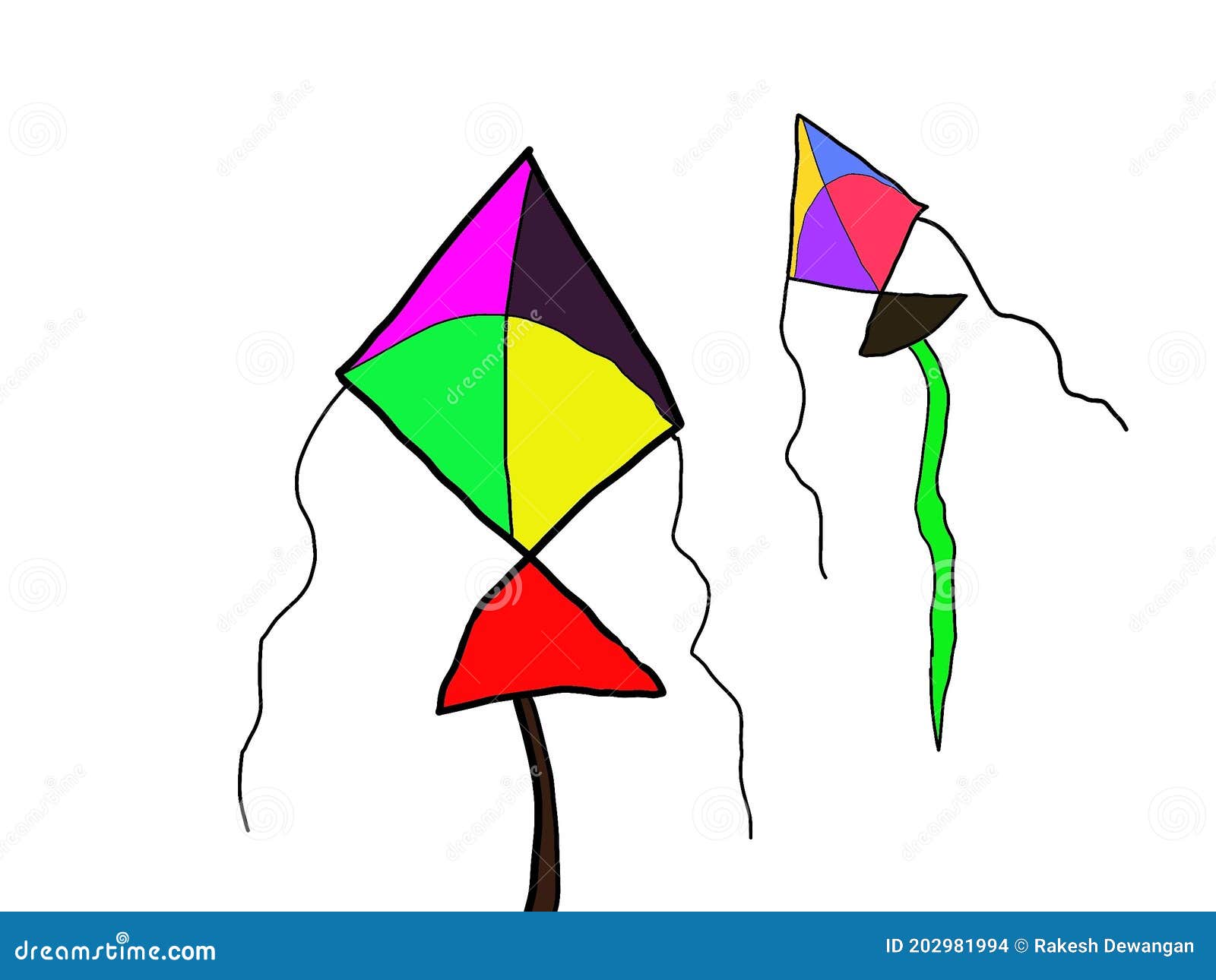 Aggregate 65+ colourful kite drawing latest