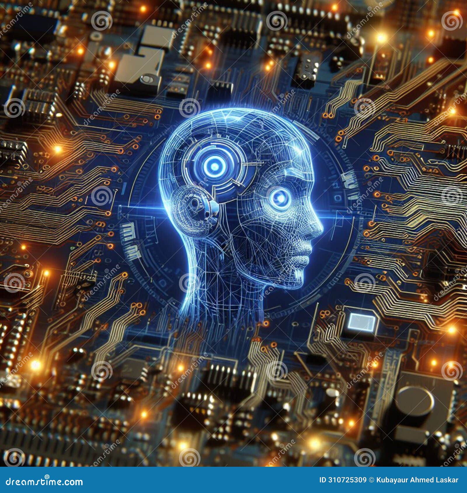 Digital Electric Circuit Board with Ai Graphic Stock Illustration Circuit Diagram
