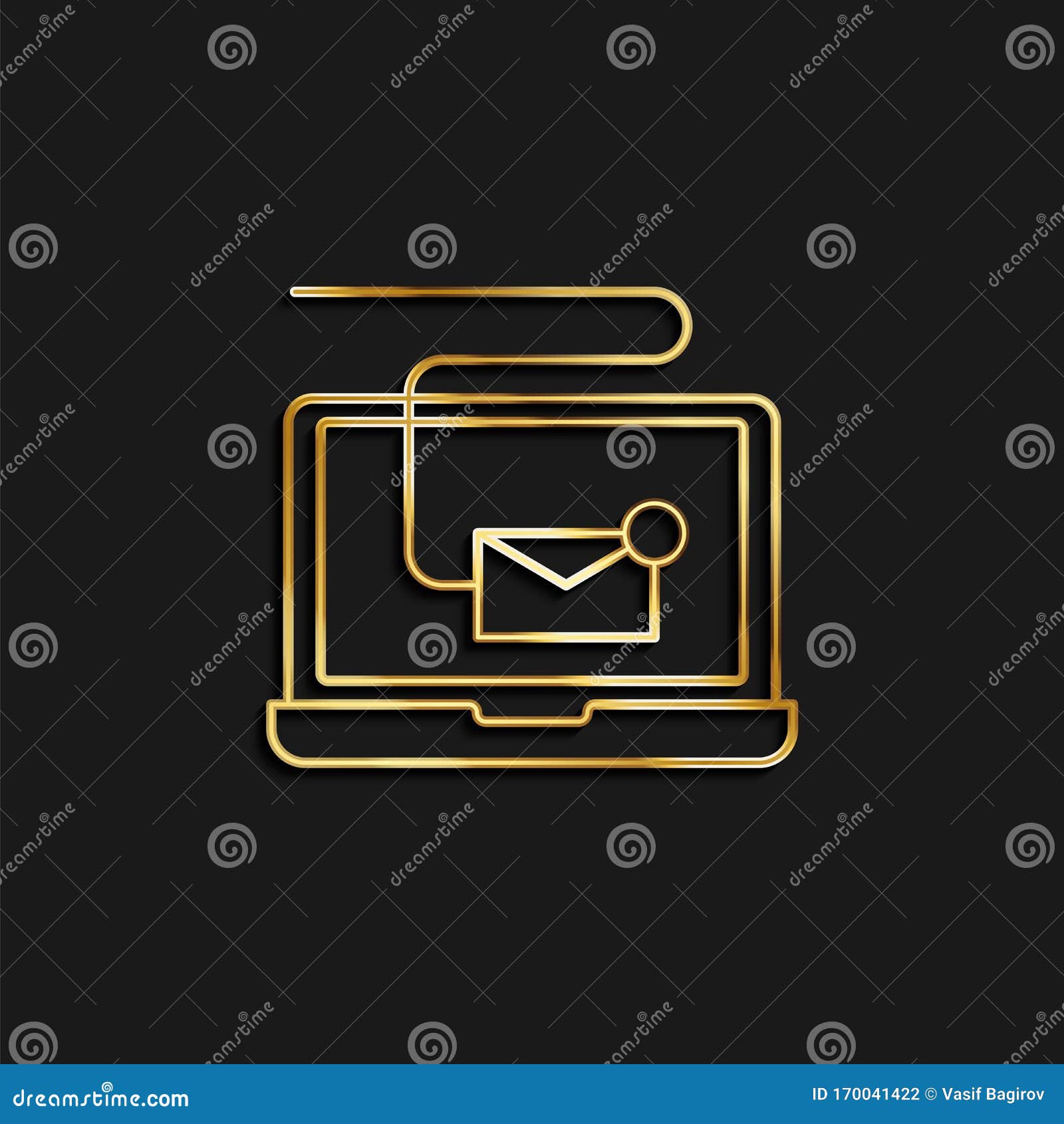 Digital Email Marketing Gold Icon Vector Illustration Of Golden Icon