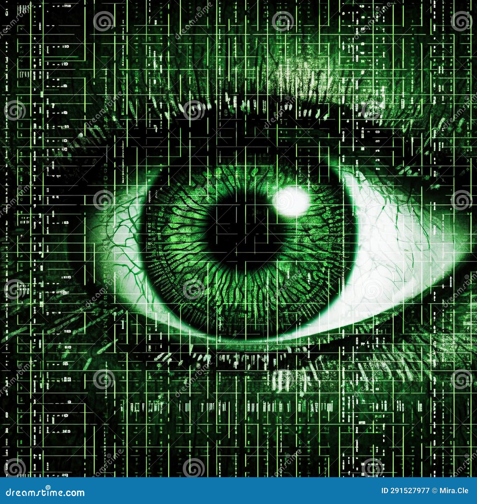 Digital Eye, Created with Generative AI Stock Illustration