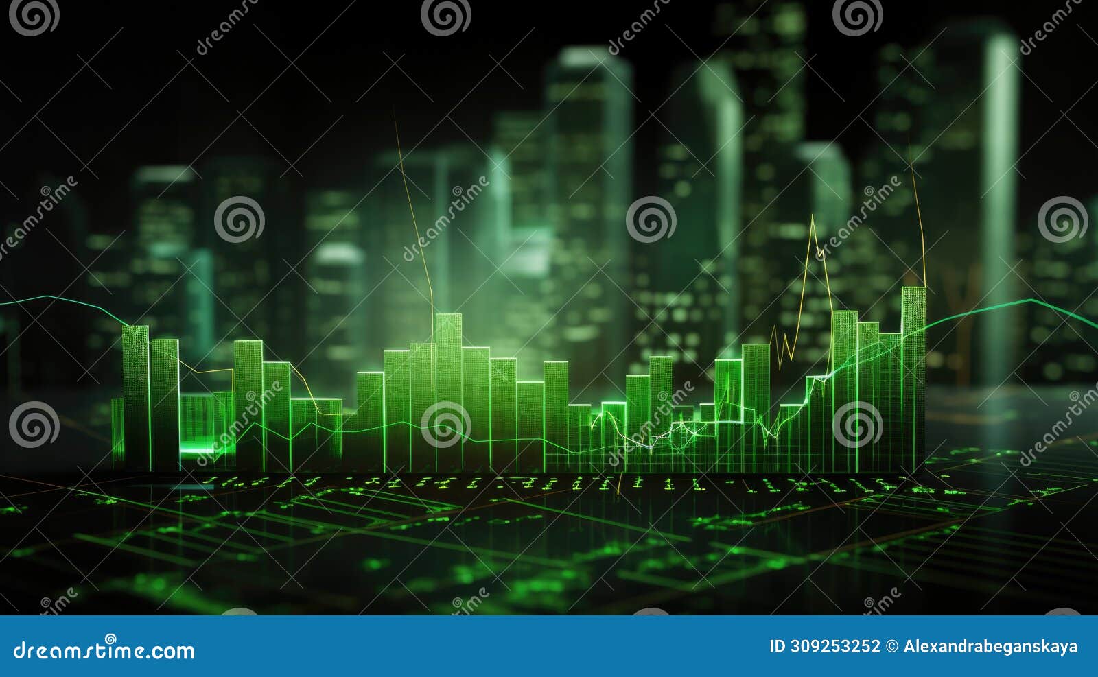 digital financial graph on a technical analysis market screen