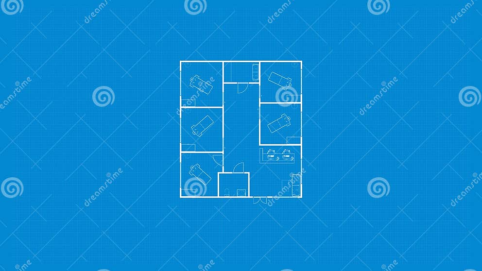 Digital Floor Plan. Blueprint Floor Plan. Custom Digital House Plan Stock Illustration