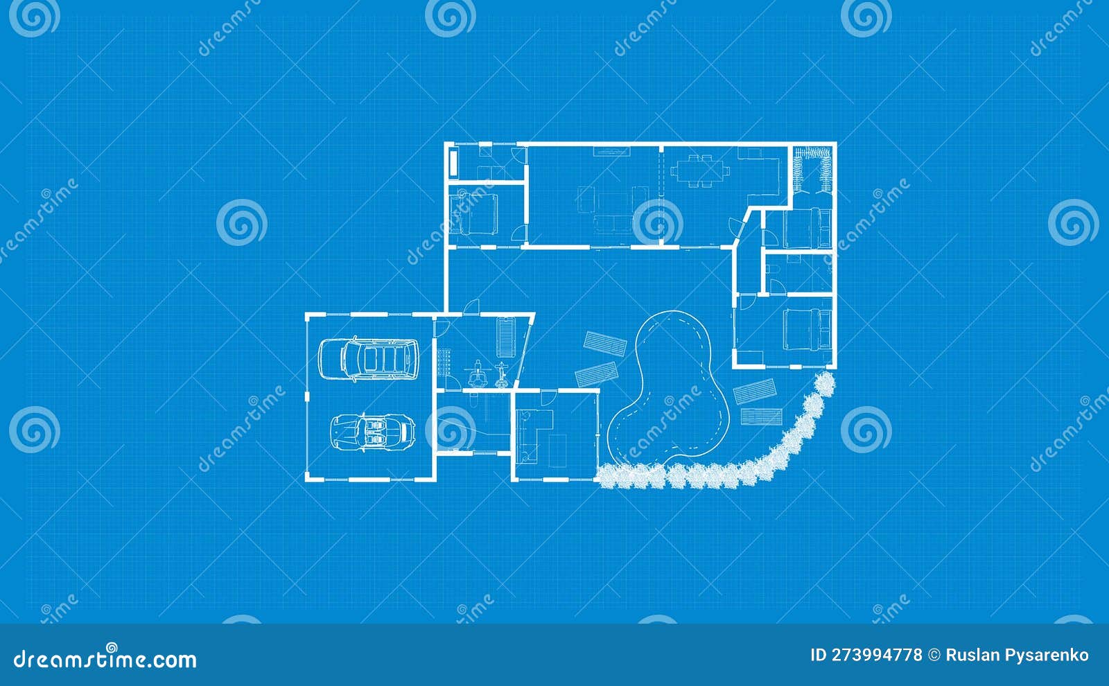 Digital Floor Plan. Blueprint Floor Plan. Custom Digital House Plan Stock Illustration
