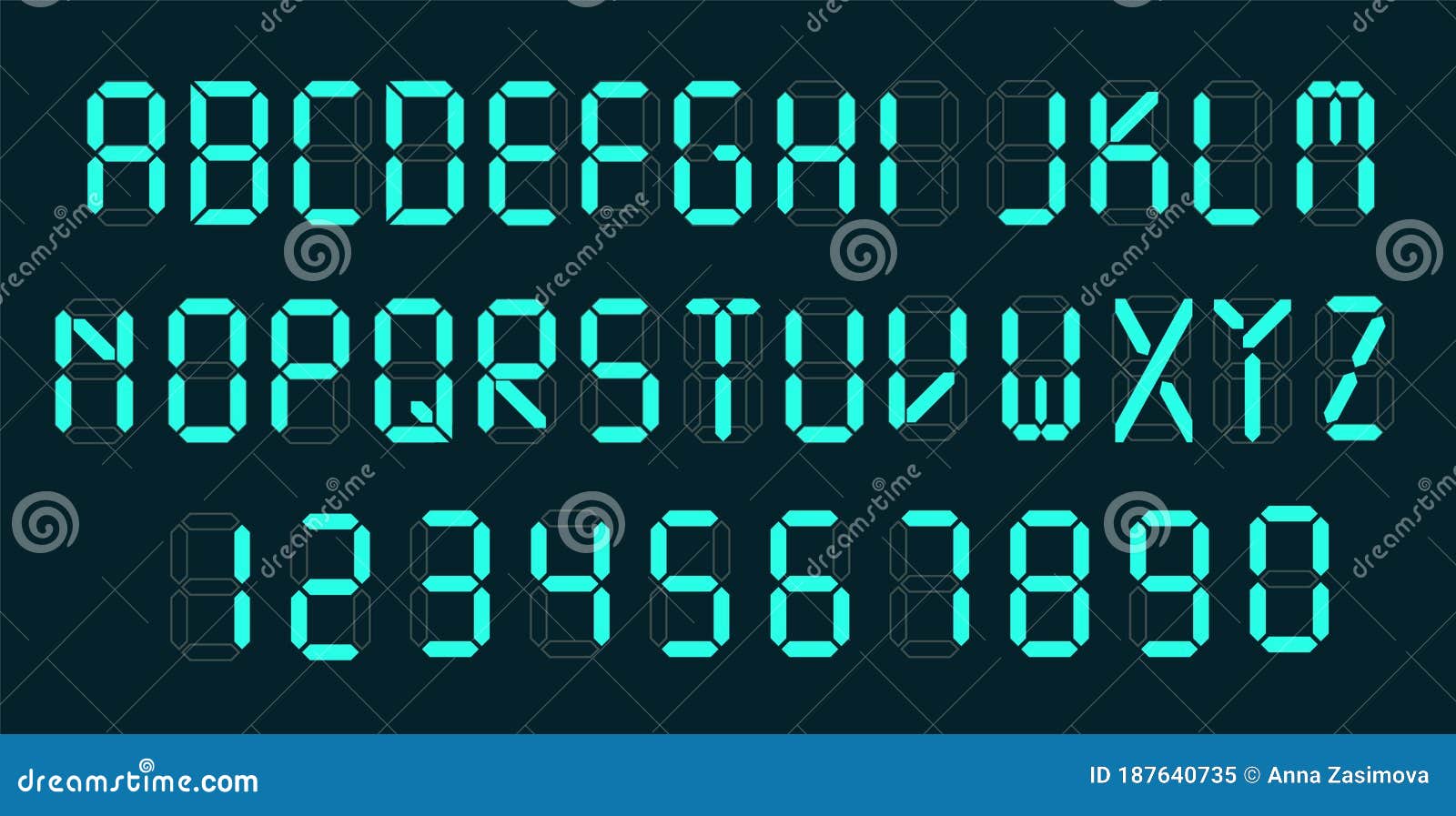 Digital Font. Alarm Clock Letters And Numbers Vector ...