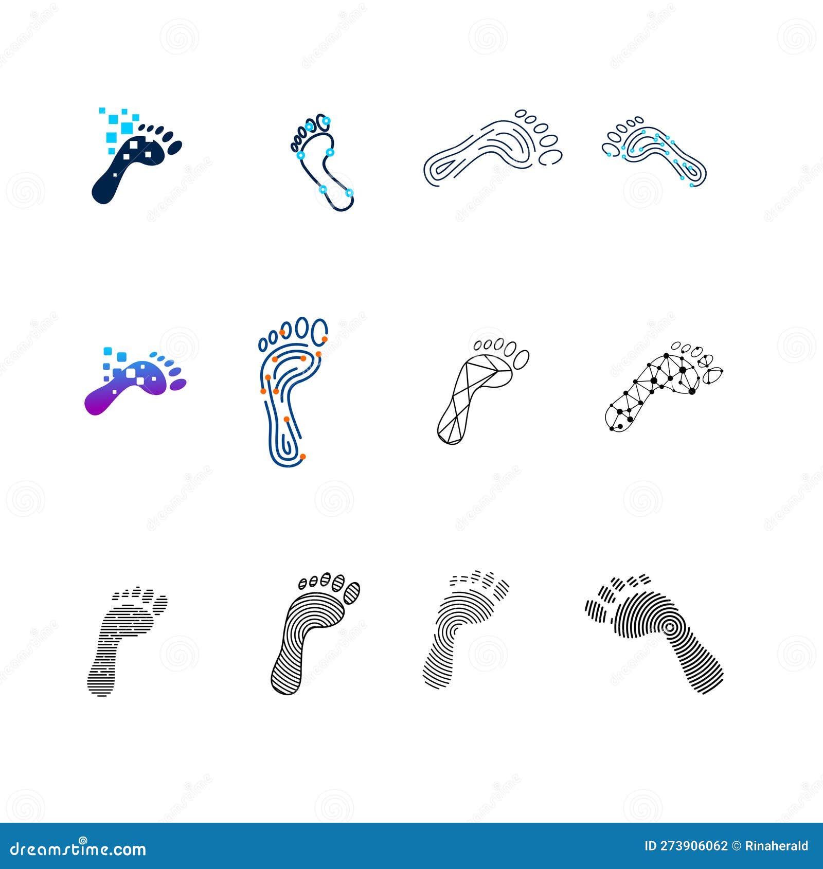 Digital Footprint Logo Icon Design Illustration Set Stock Illustration
