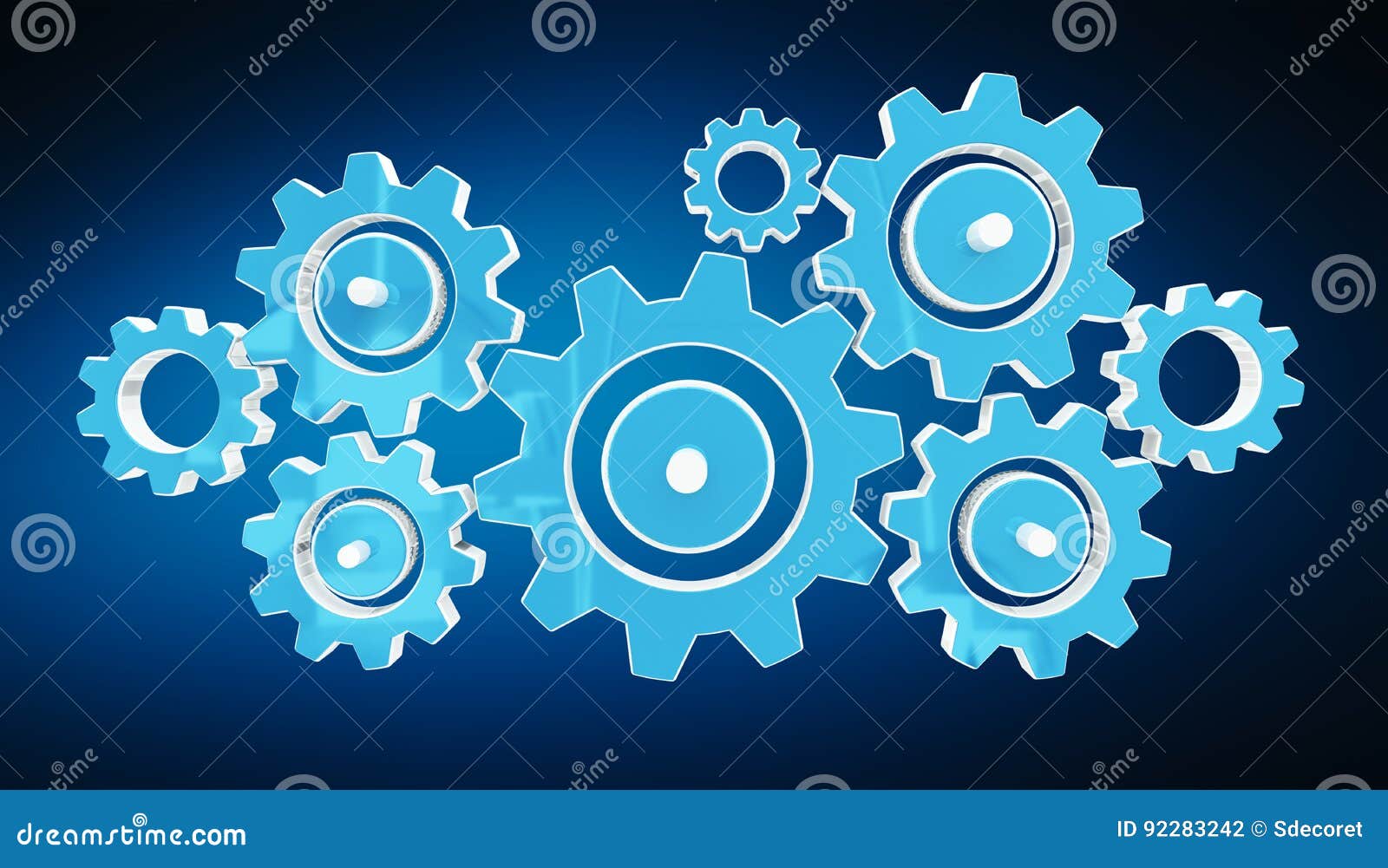 Digital Gear Icons 3D Rendering Stock Illustration Illustration of