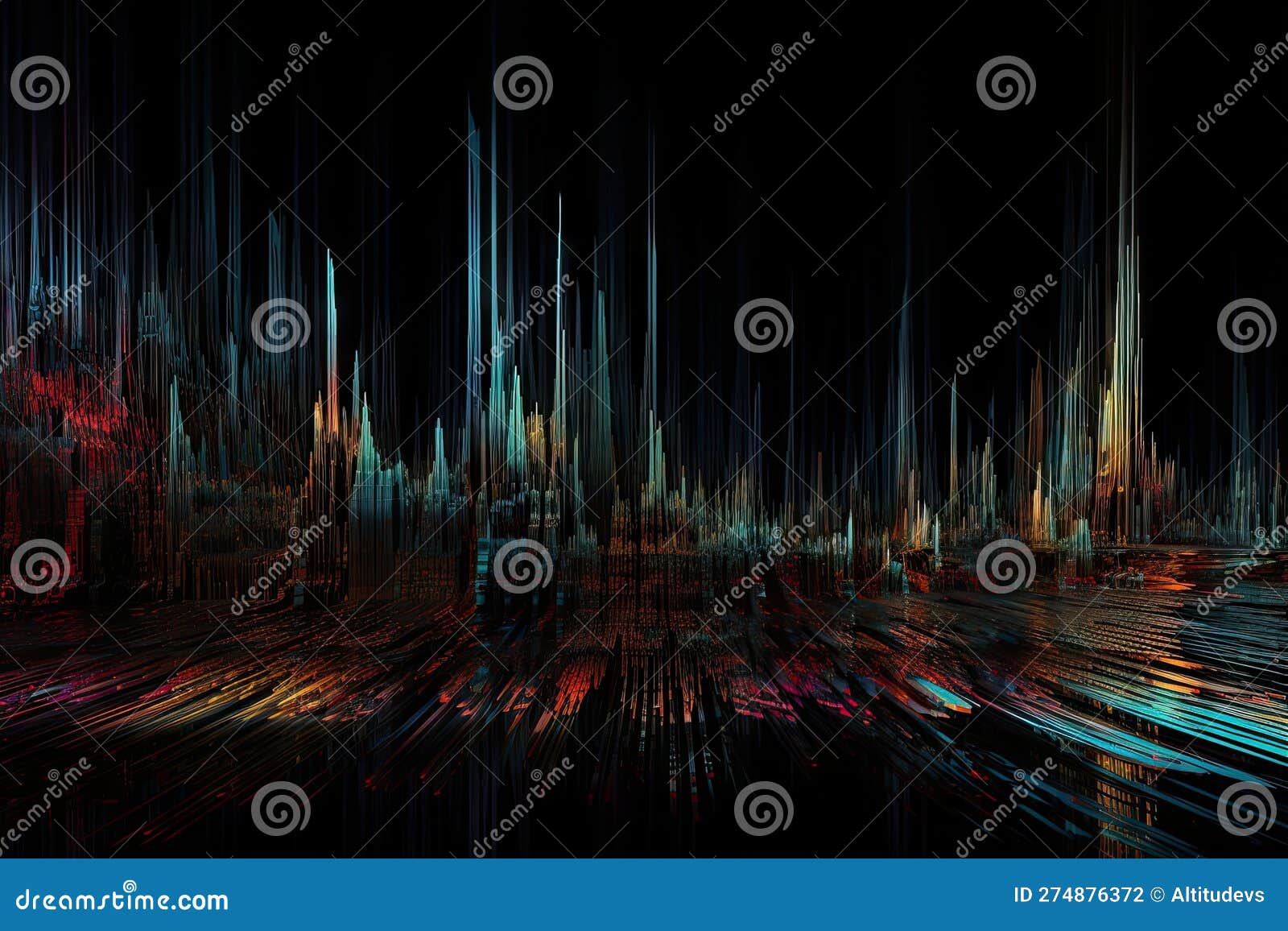 Digital Glitch on Black Background with Dramatic Lighting Stock Illustration Illustration of