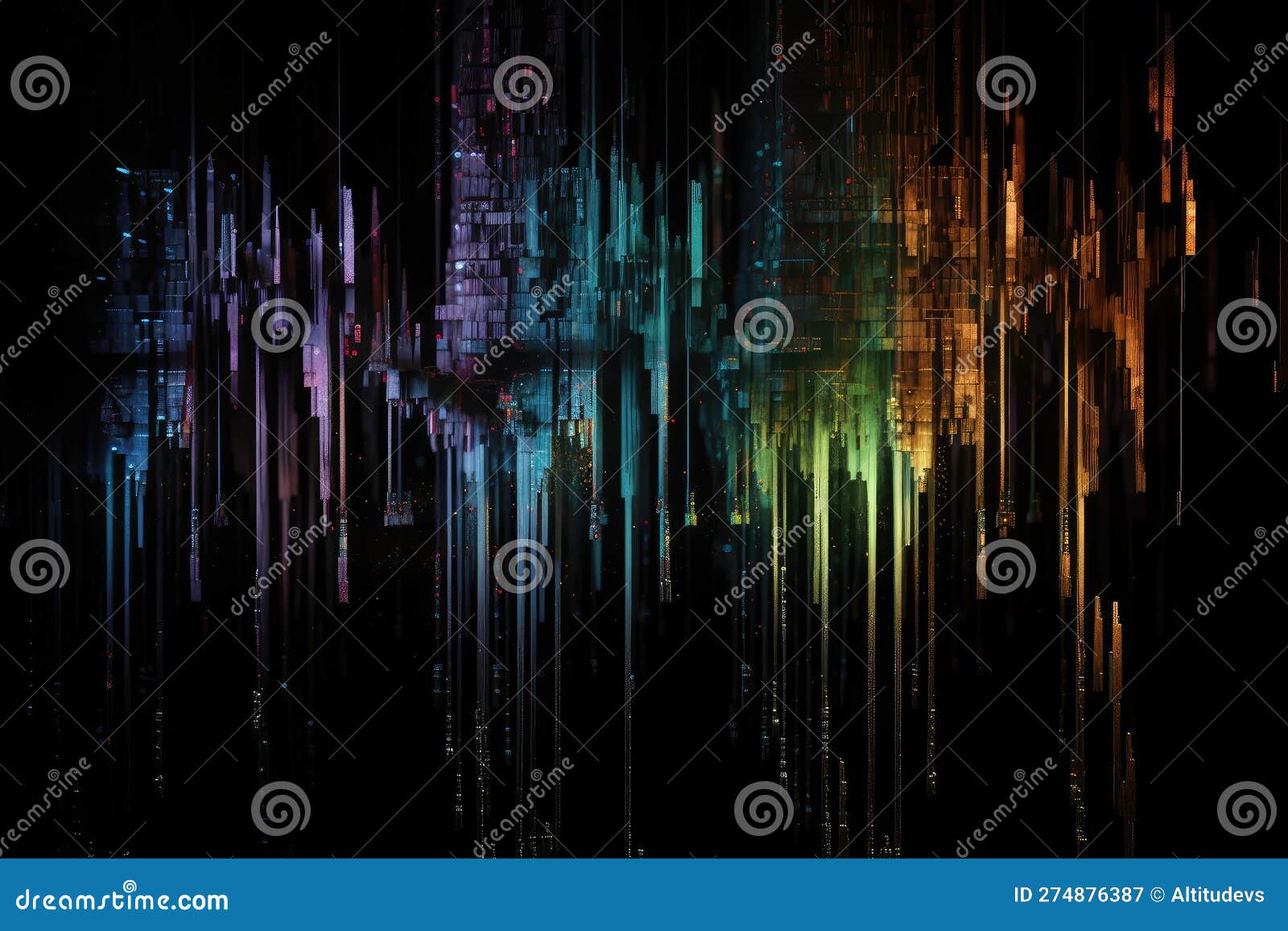 Digital Glitch on Black Background with Dramatic Lighting Stock Illustration Illustration of
