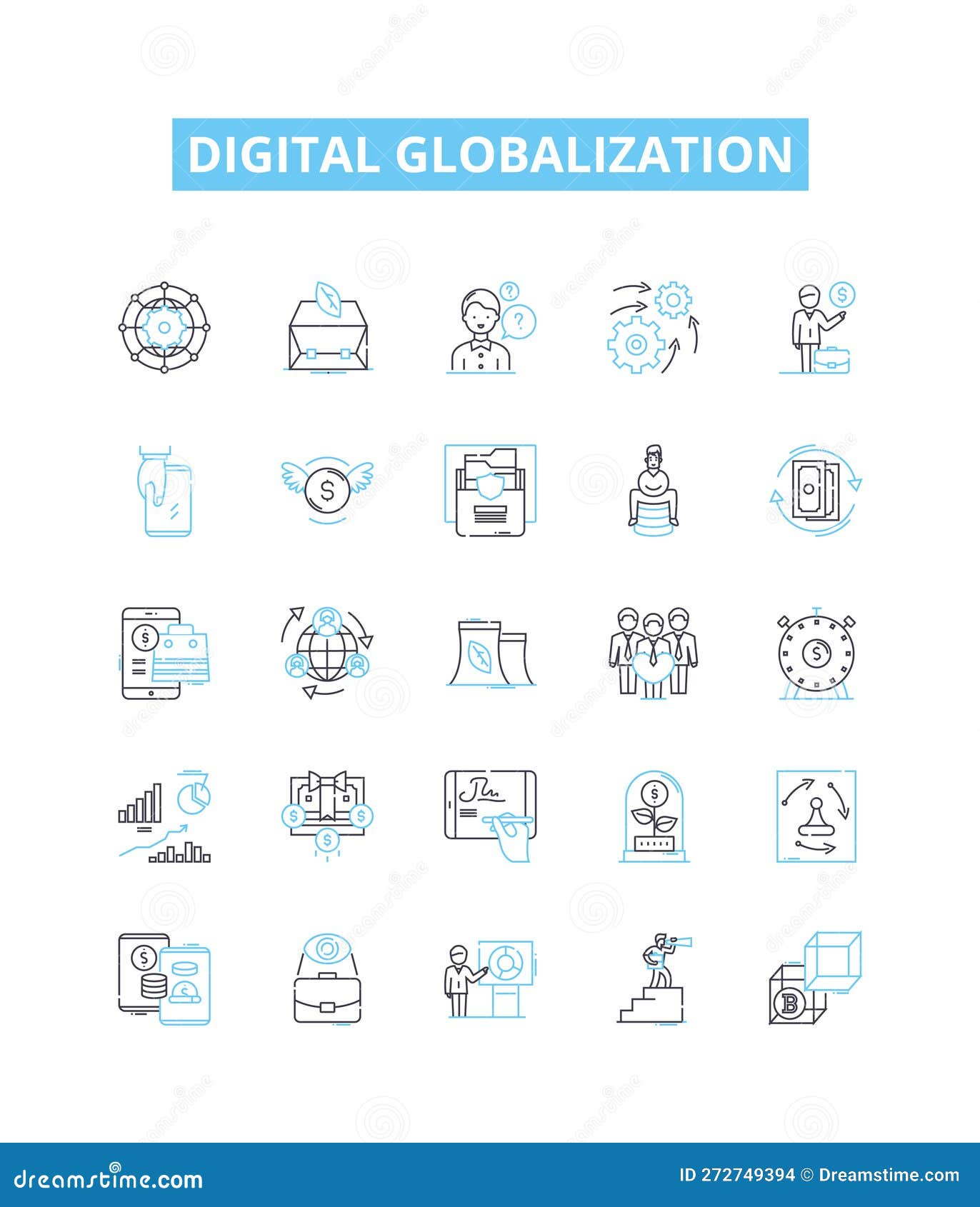 digital globalization  line icons set. digital, globalization, technological, connectivity, networking