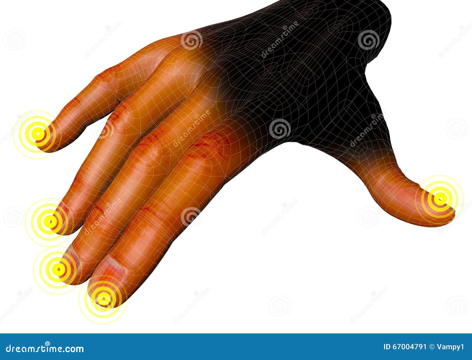 Digital Hand Connection, Fingers, Touch Impulses Stock Illustration