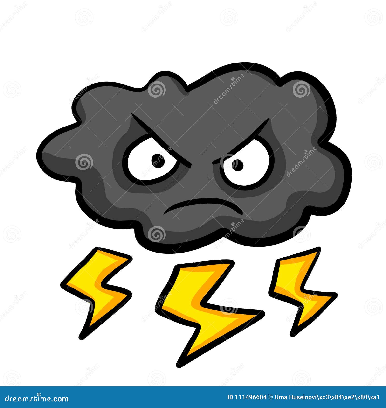Cartoon Angry Thunder Cloud Stock Illustration - Illustration of cute ...