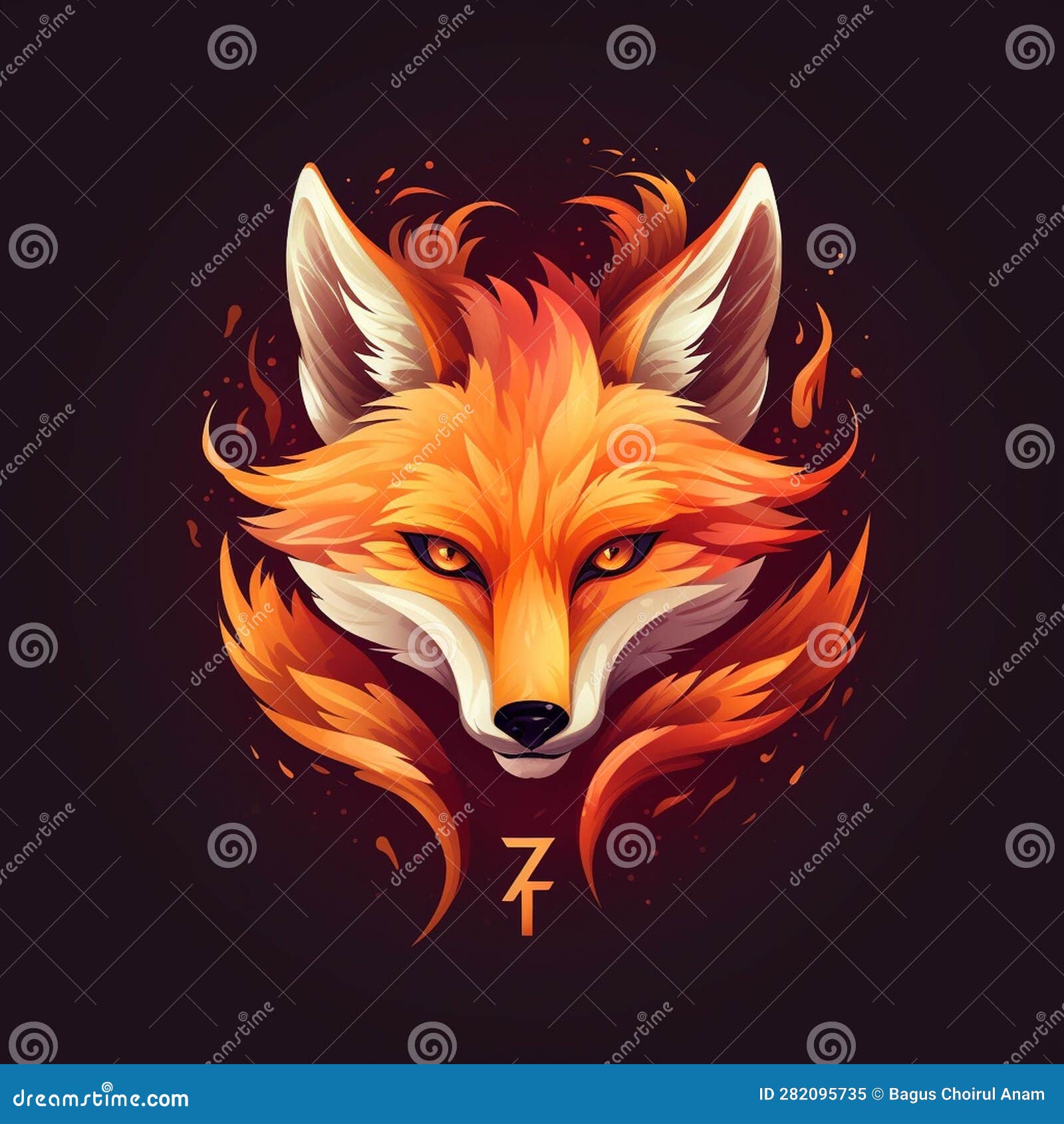 Digital Illustration 2D Fox Logo Stock Illustration - Illustration of