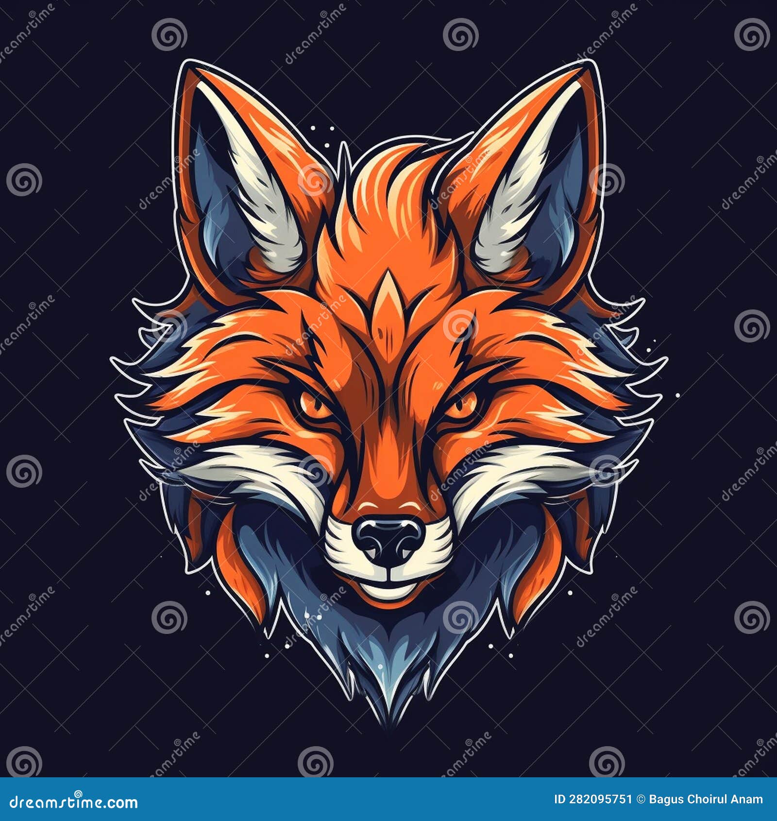 Digital Illustration 2D Fox Logo Stock Illustration - Illustration of