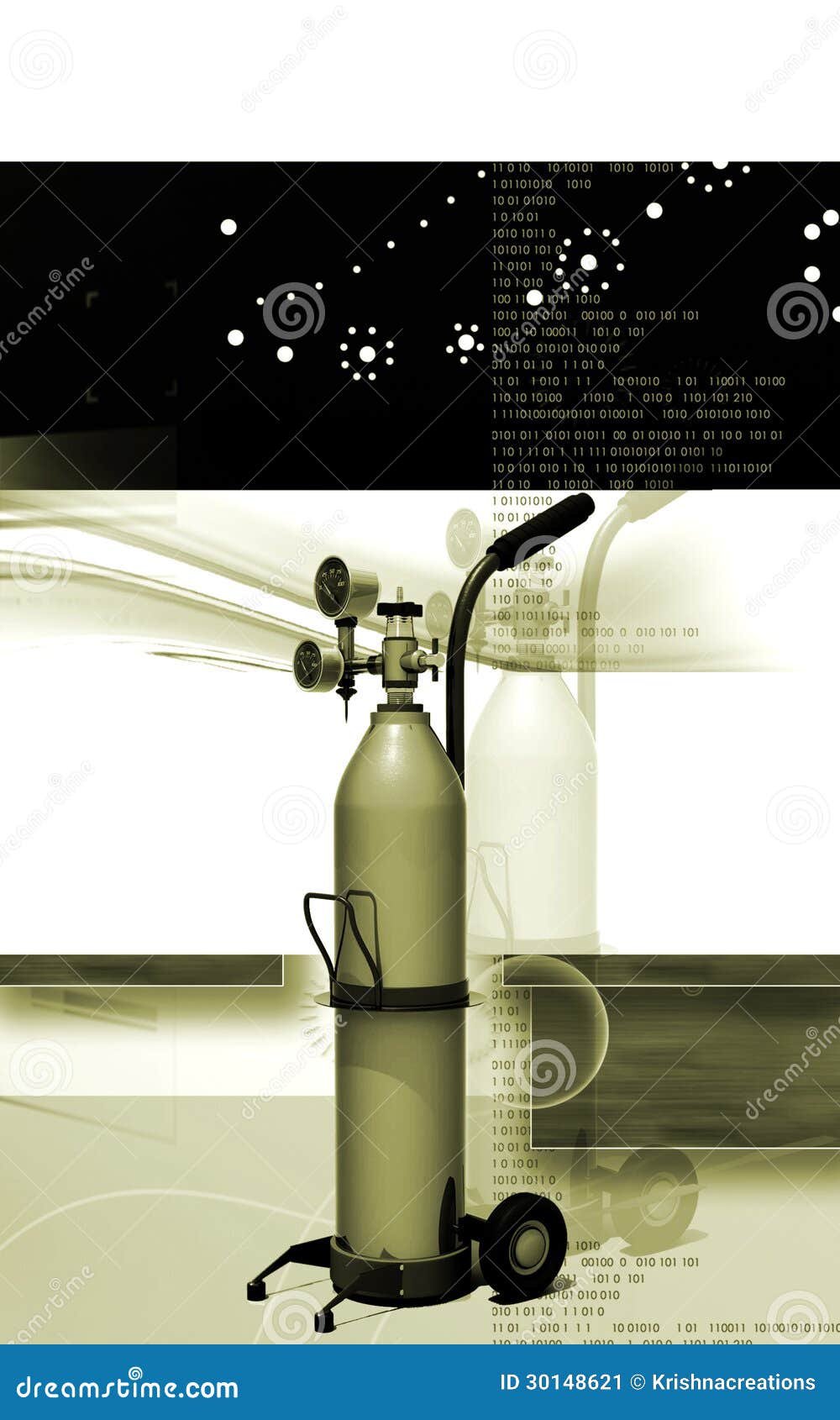 Digital-Illustration des Sauerstoffbehälters im Farbhintergrund