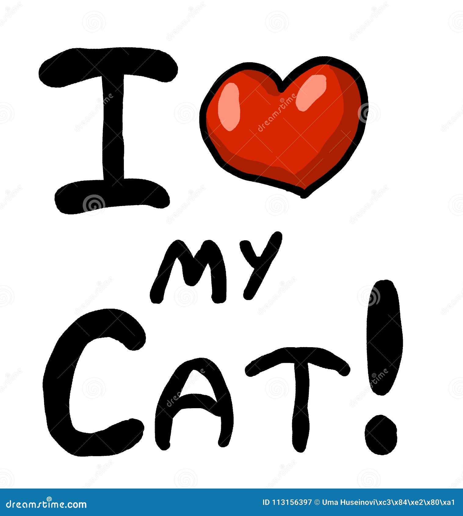 I Love My Cat stock illustration. Illustration of sign - 113156397
