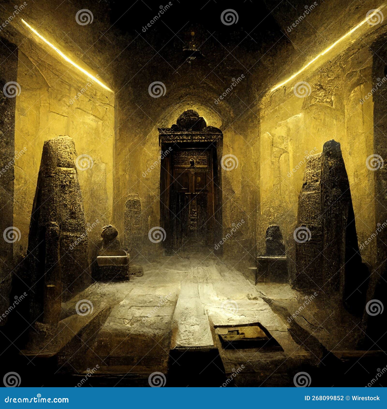 Digital Illustration Inside the Egyptian Pyramids Illuminated Stones