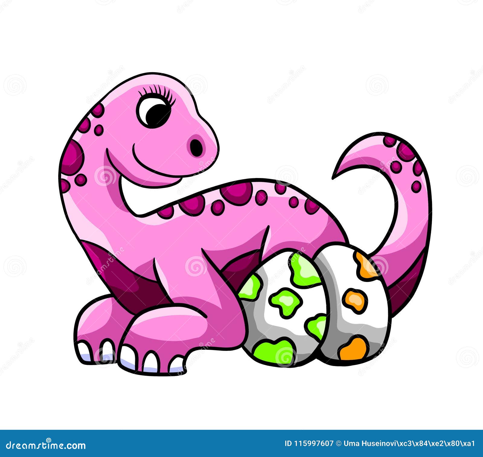 Download Pink Mommy Dinosaur With Her Eggs Stock Illustration ...