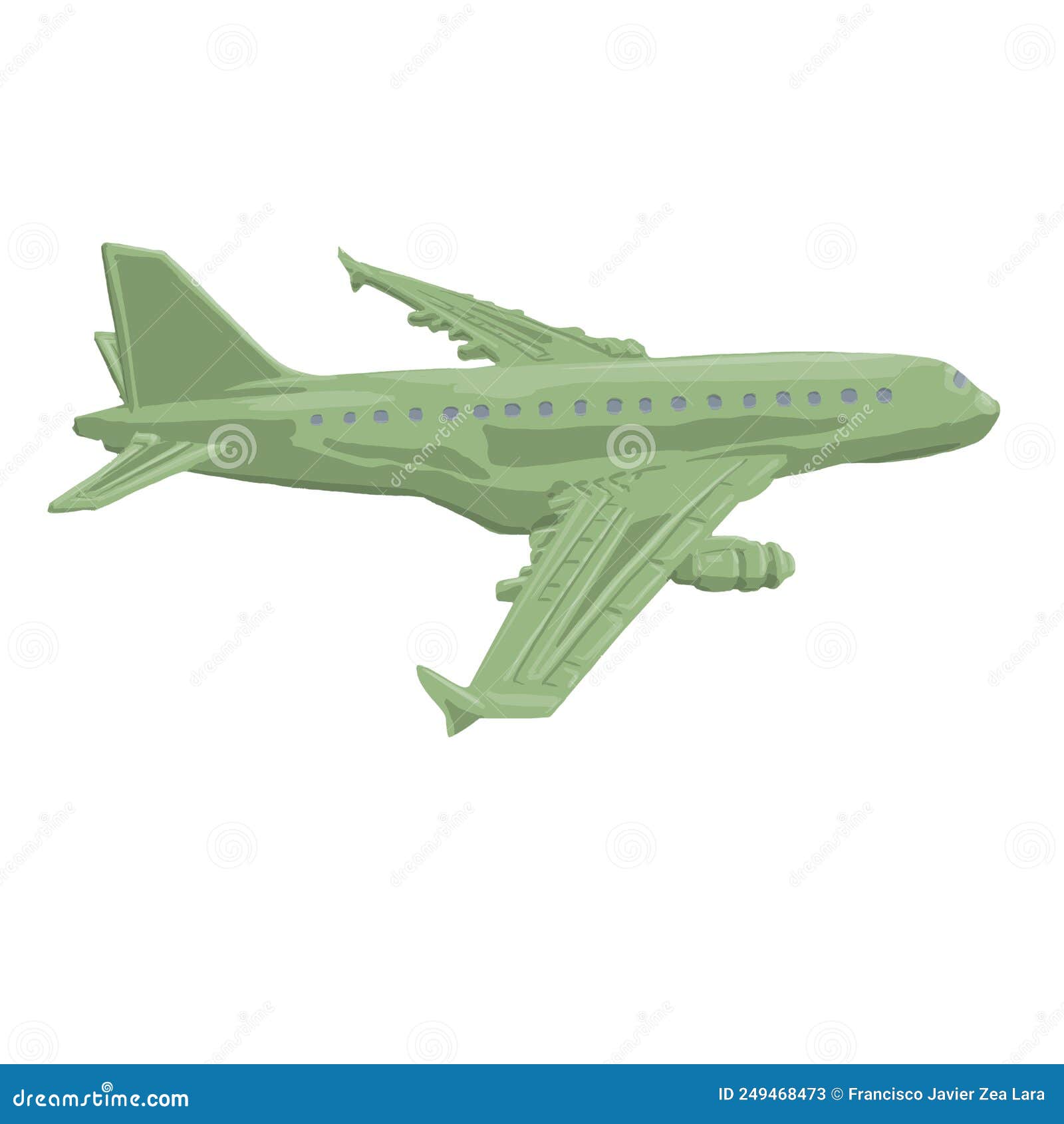 Digital Illustration of a Plane in Green Color Stock Illustration ...