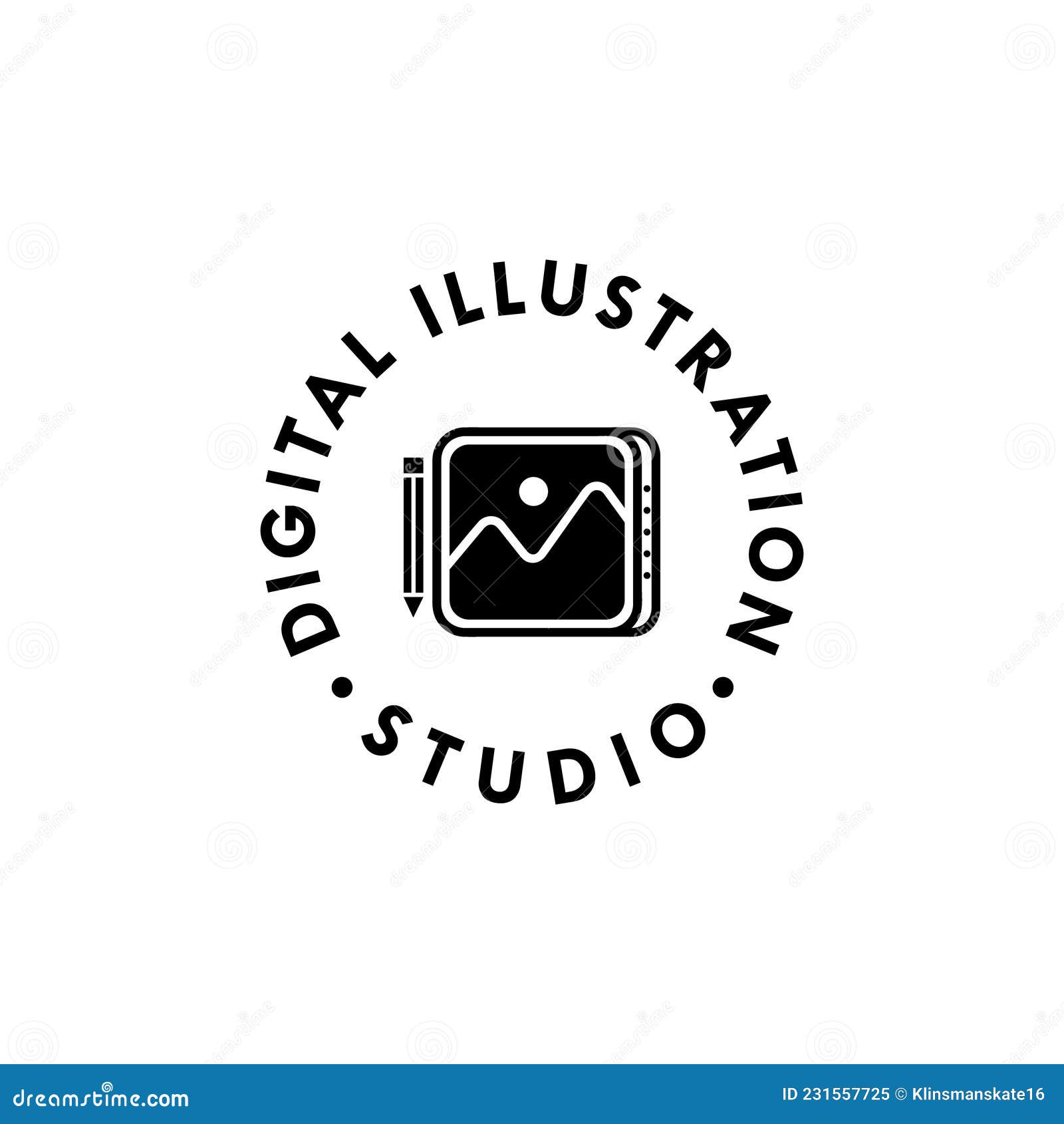 Digital Illustration Studio Logo Design Template Stock Vector