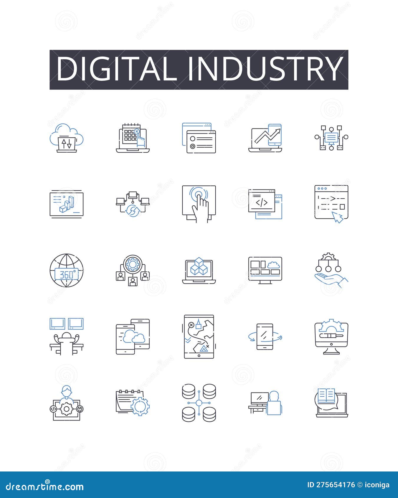 digital industry line icons collection. translation, language, communication, interpretation, diversity, integration