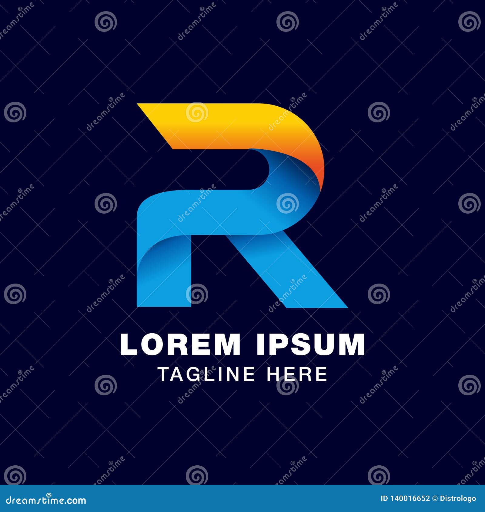 Digital Letter R Logo Template In Gradients Style Blue Yellow And Orange Color Stock Vector Illustration Of Letter Concept