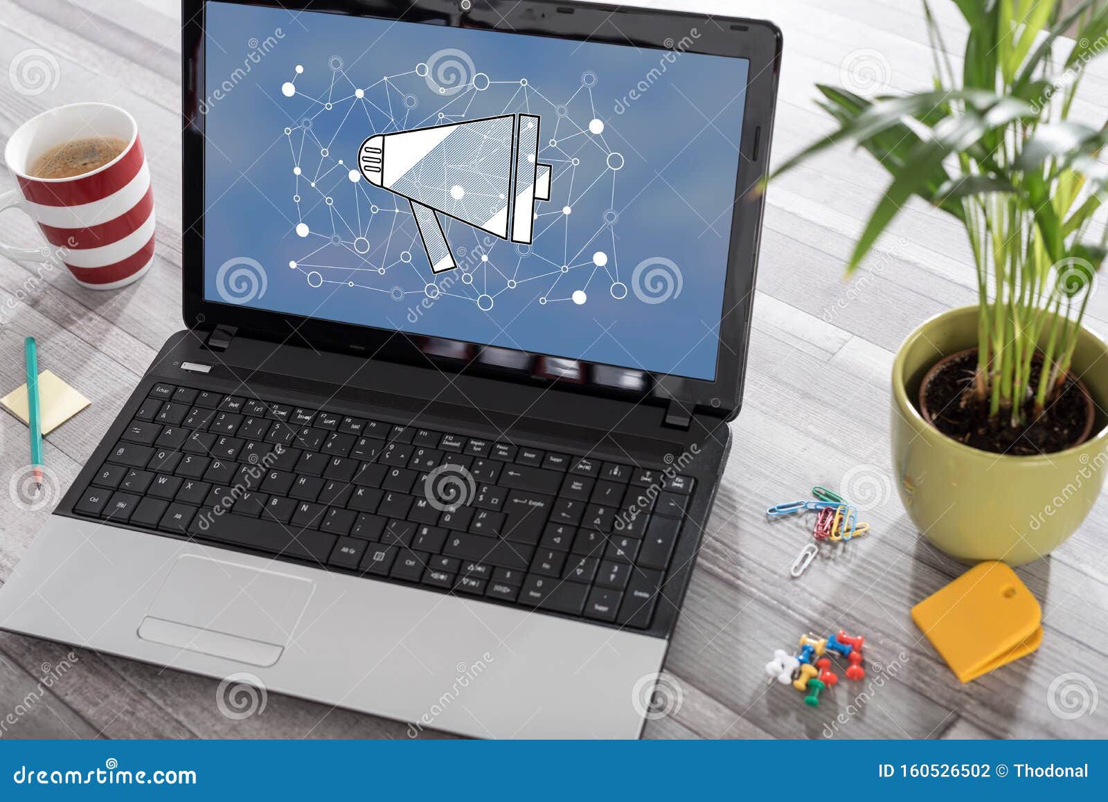 Digital Marketing Concept on a Laptop Stock Photo - Image of technology