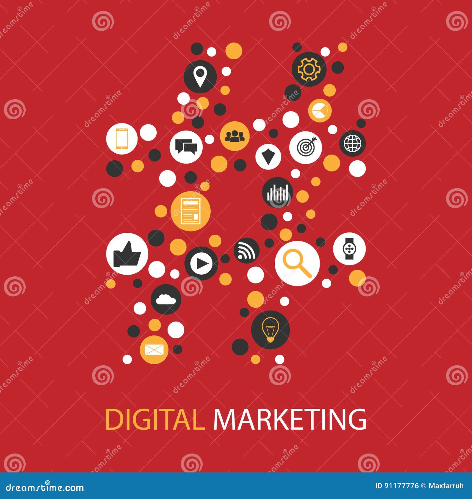 Digital Marketing Illustration Flat Design Stock Illustration