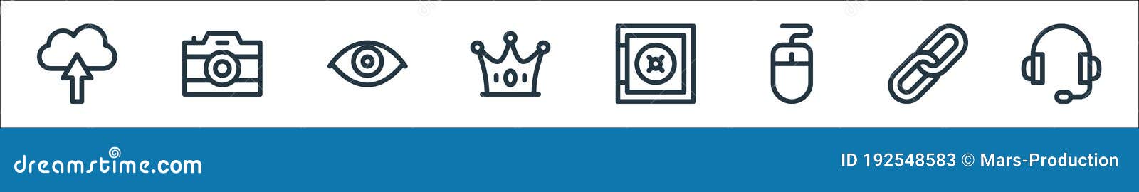 digital marketing line icons. linear set. quality  line set such as , link, mouse, strongbox, crown, view, camera