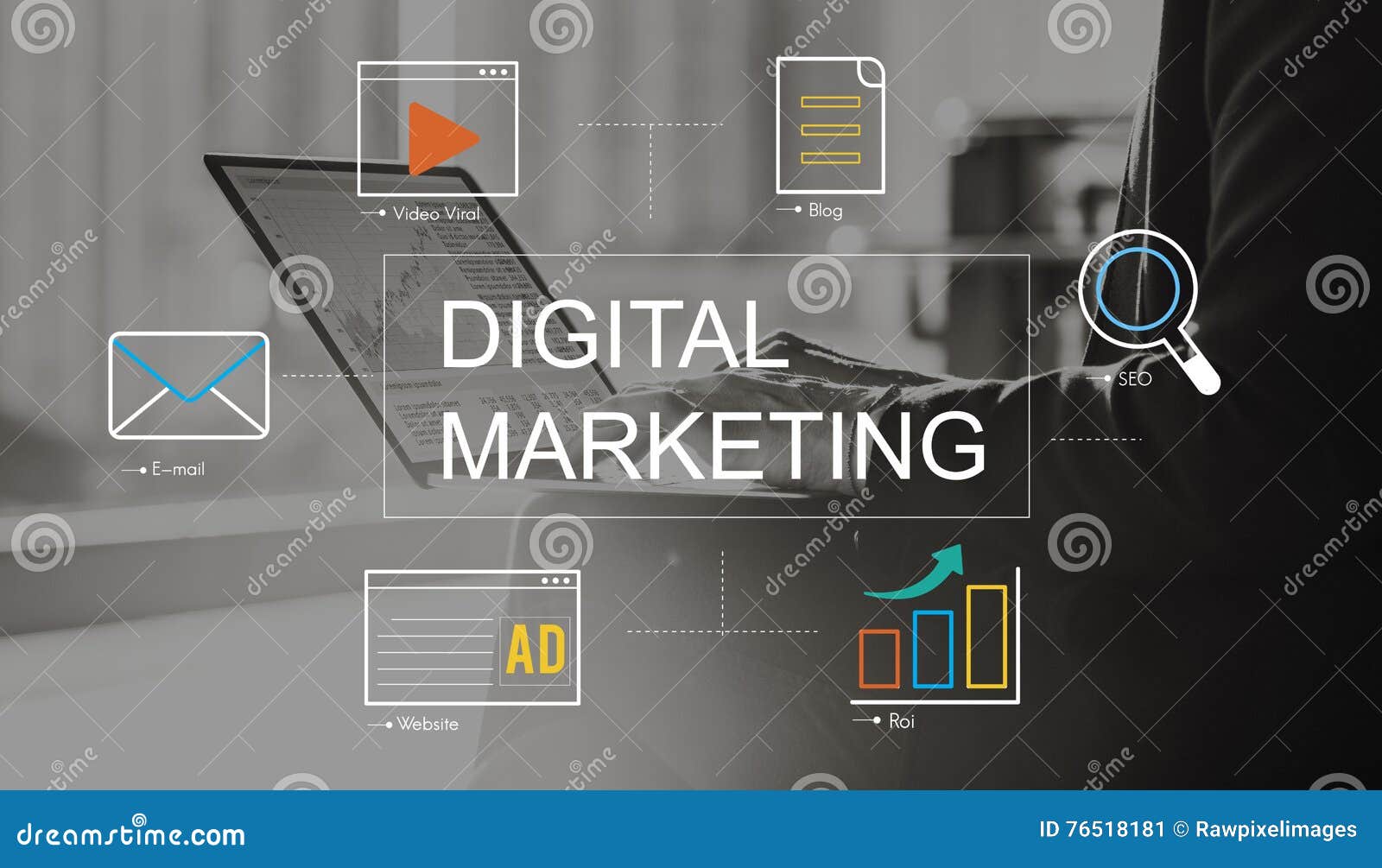 digital marketing media technology graphic concept