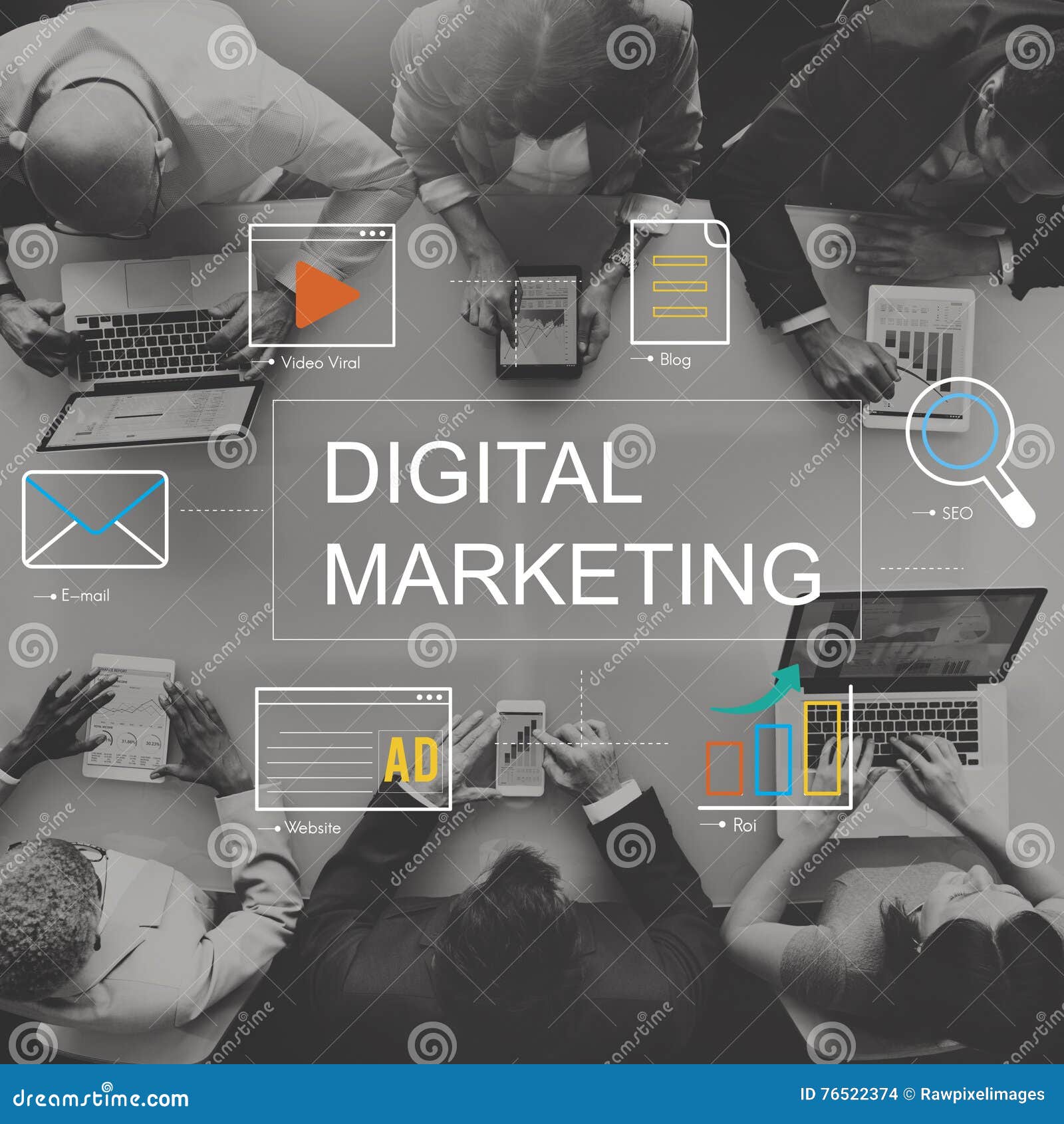 digital marketing media technology graphic concept