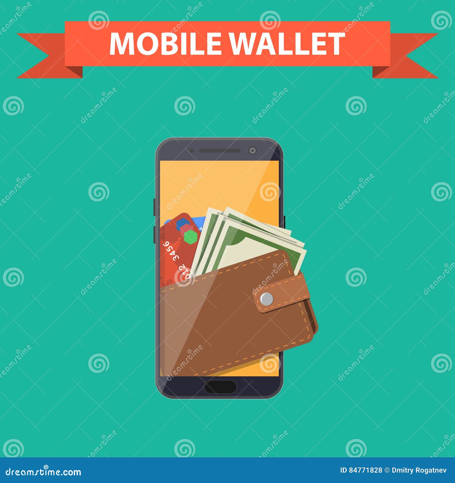 Digital mobile wallet stock vector. Illustration of gain - 84771828