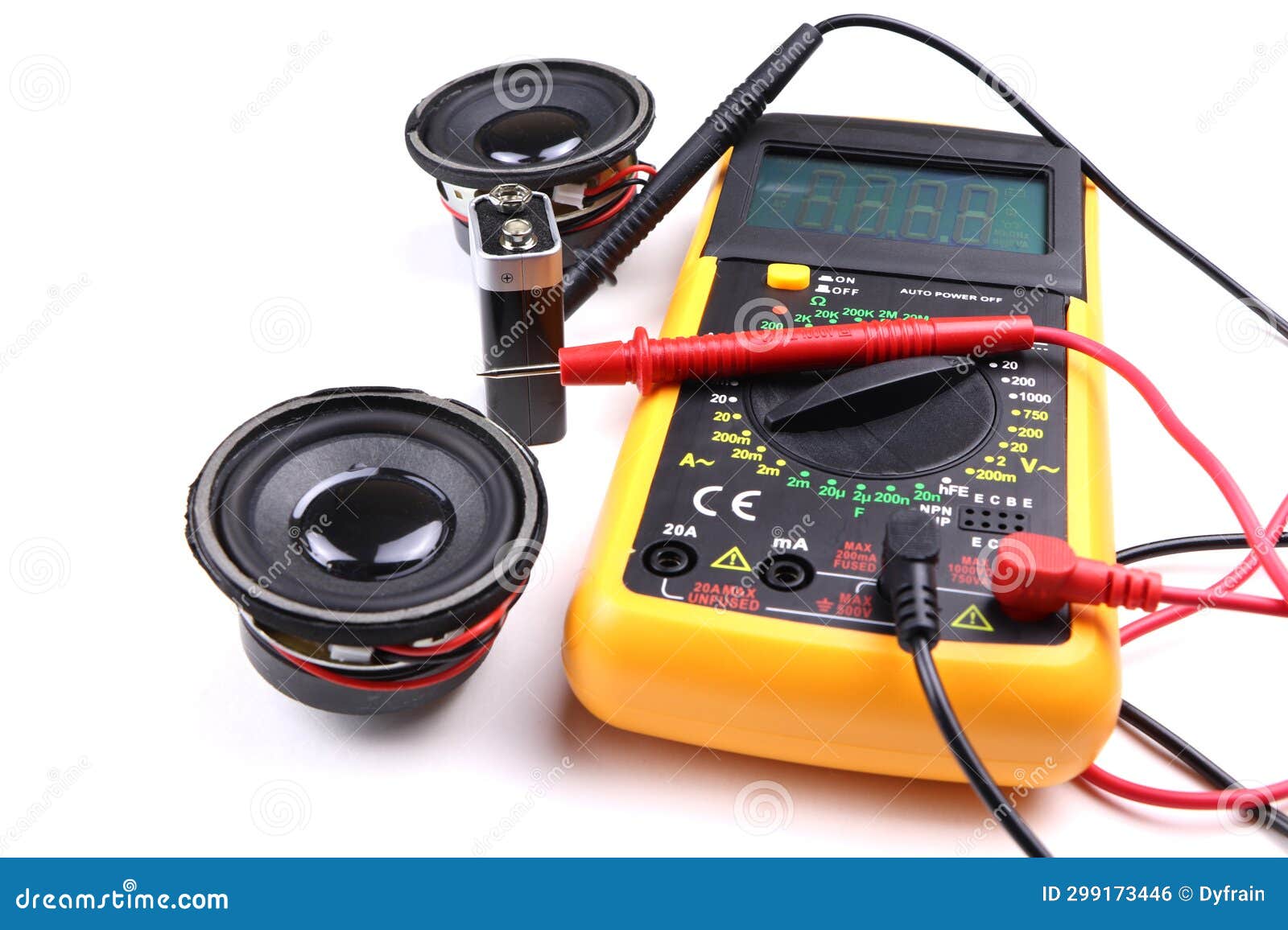 Digital Multimeter with Probes Isolated on a White Background