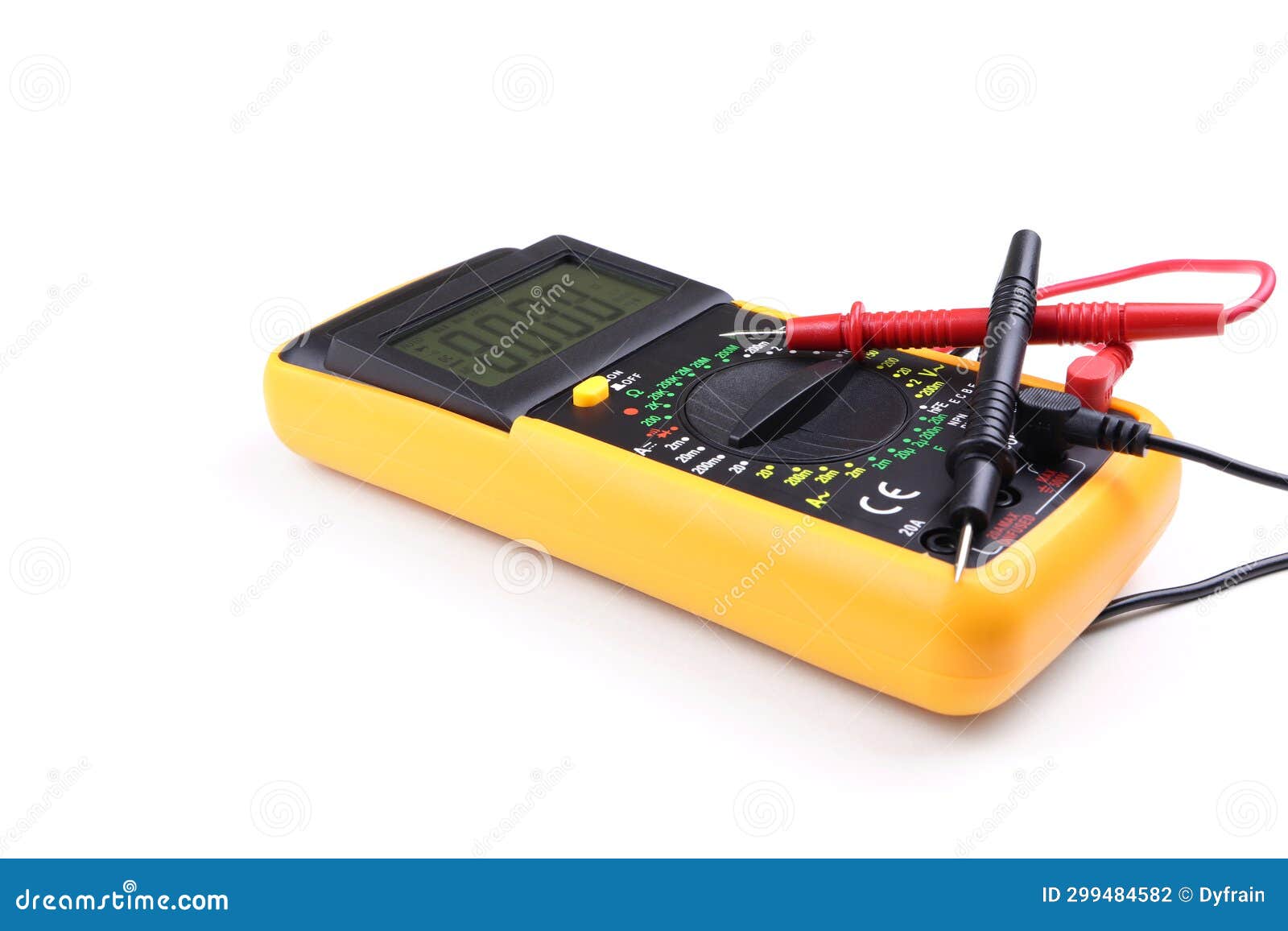 Digital Multimeter with Probes Isolated on a White Background