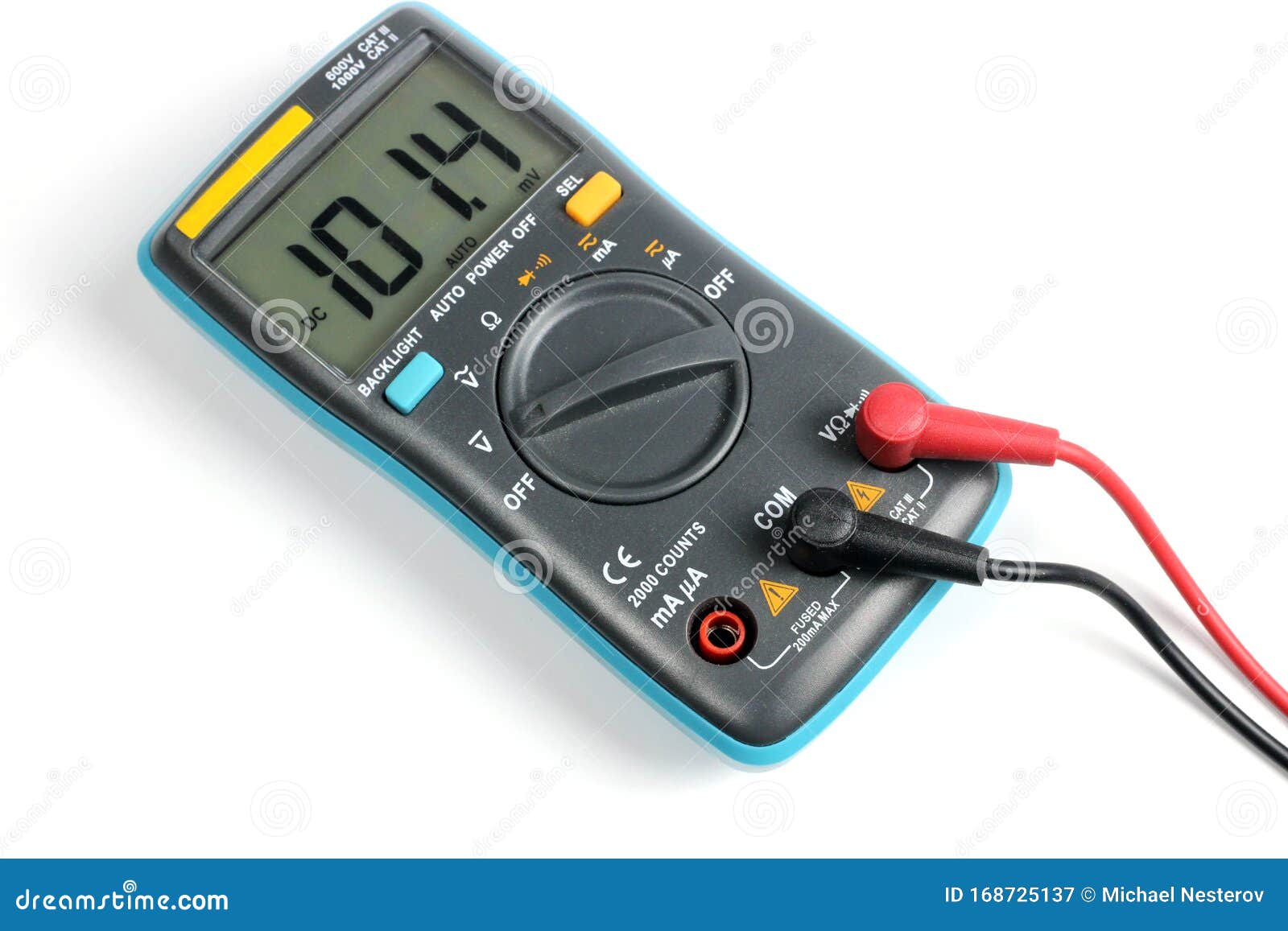 Digital Multimeter on a White Background Stock Image Image of