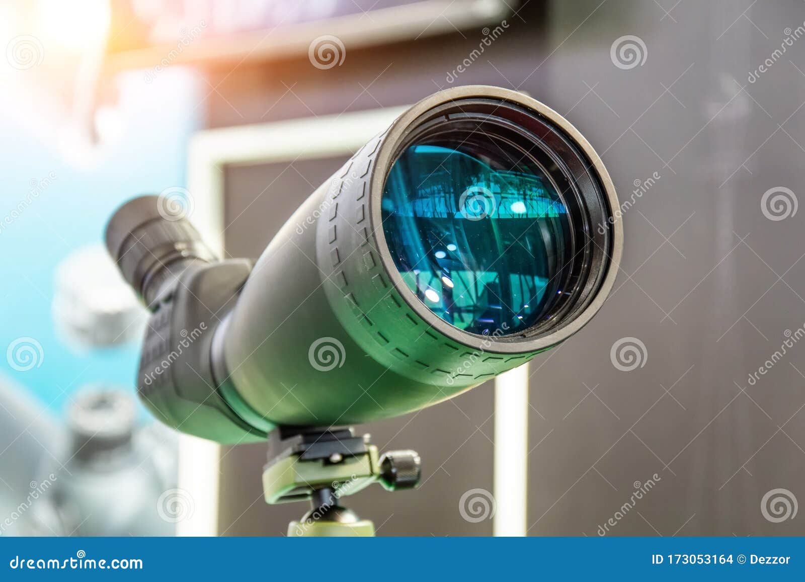 Digital Night Green Vision Scope. Monocular Lens Stock Photo Image of