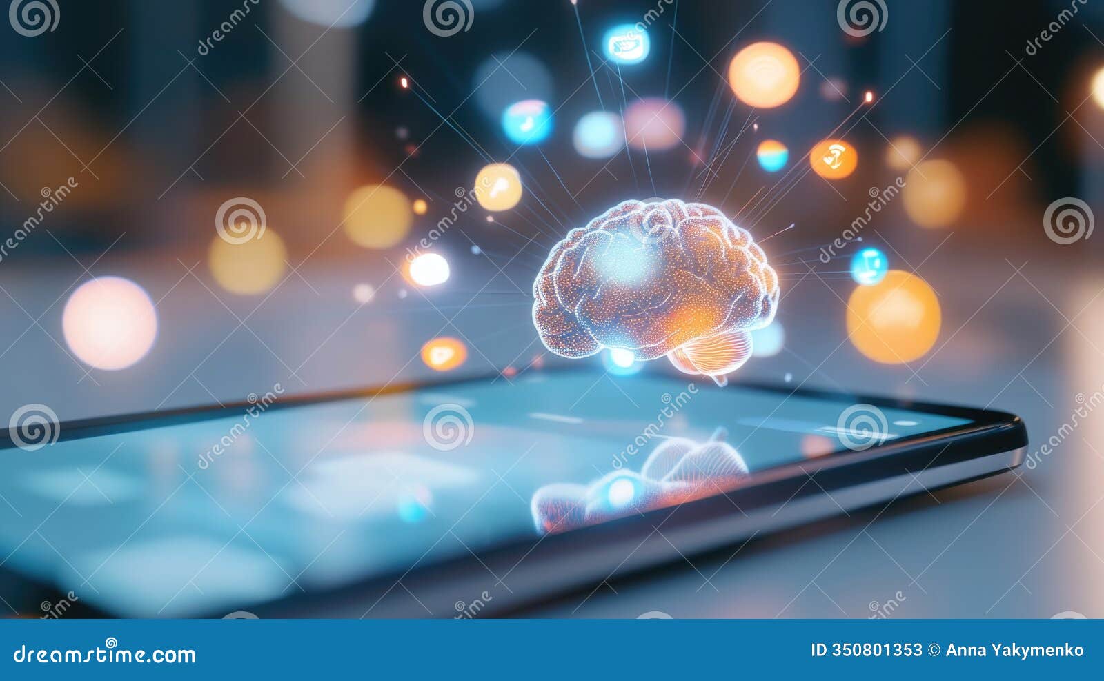 digital overload concept with brain and smartphone izing technology impact