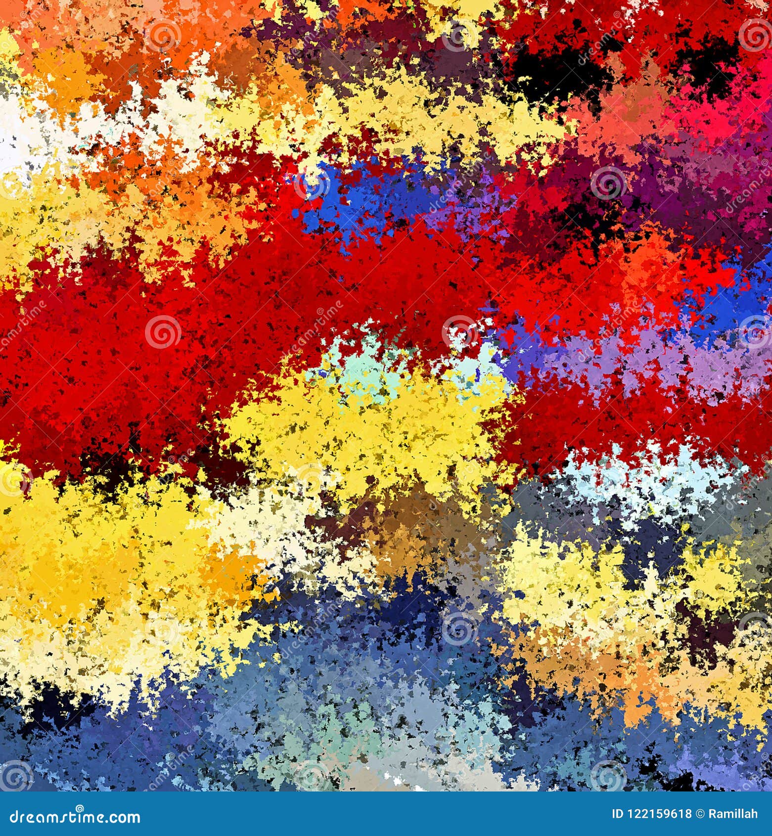Digital Painting Chaotic Abstract Spatter Brush Paint In Vibrant Vivid