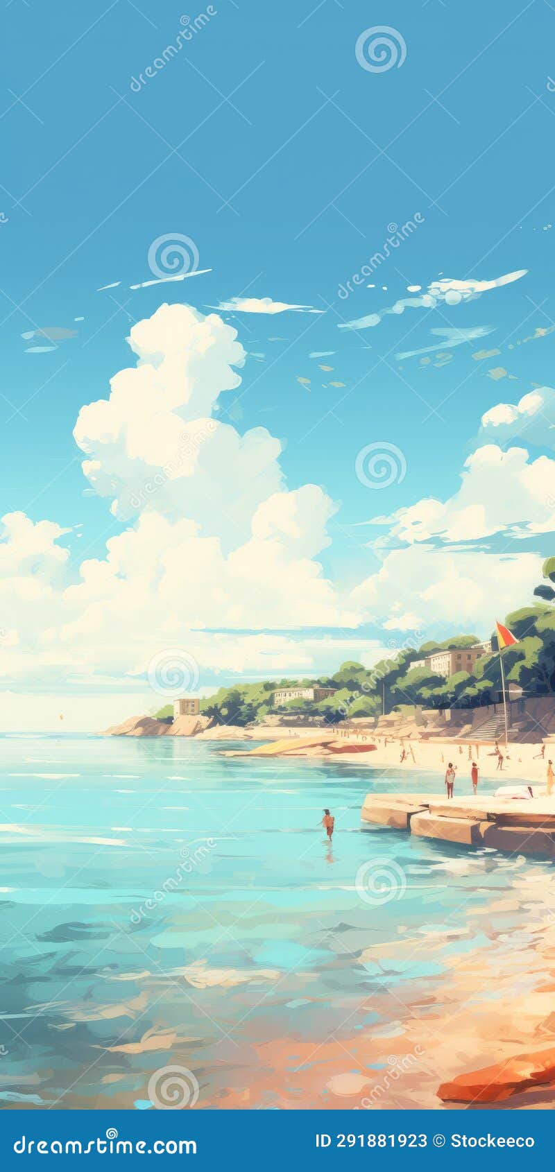 digital painting of a calming beach in split, croatia