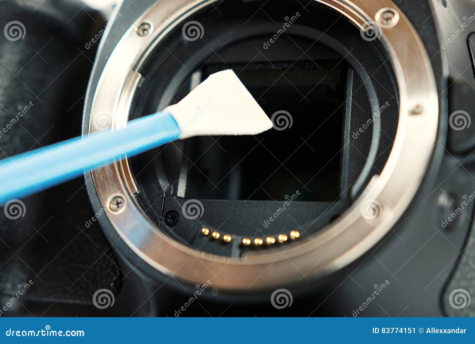 Digital Photo Camera with Cleaning Tools. Cleaning Dirty Camera Stock