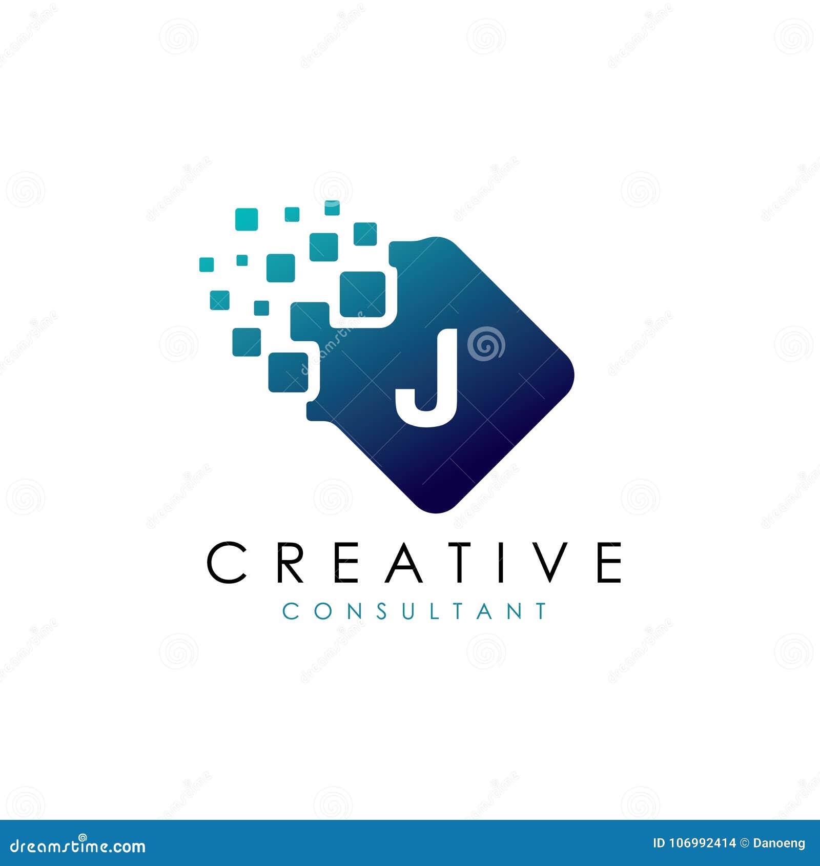 Digital Pixel Letter J Logo Vector Stock Illustration Illustration Of Dotted Emblem