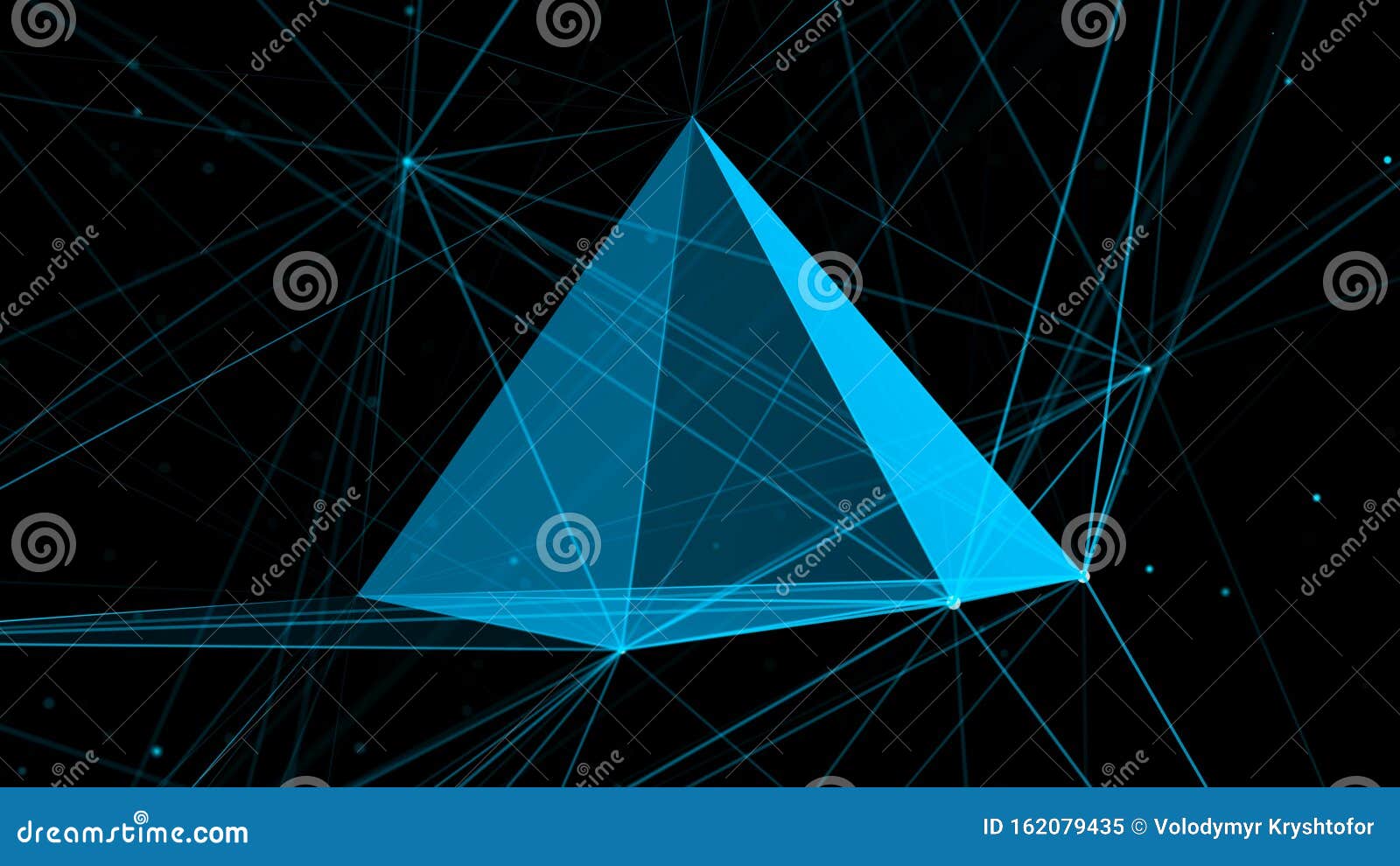 Digital Plexus with Pyramid Form of Glowing Lines and Dots. Abstract ...