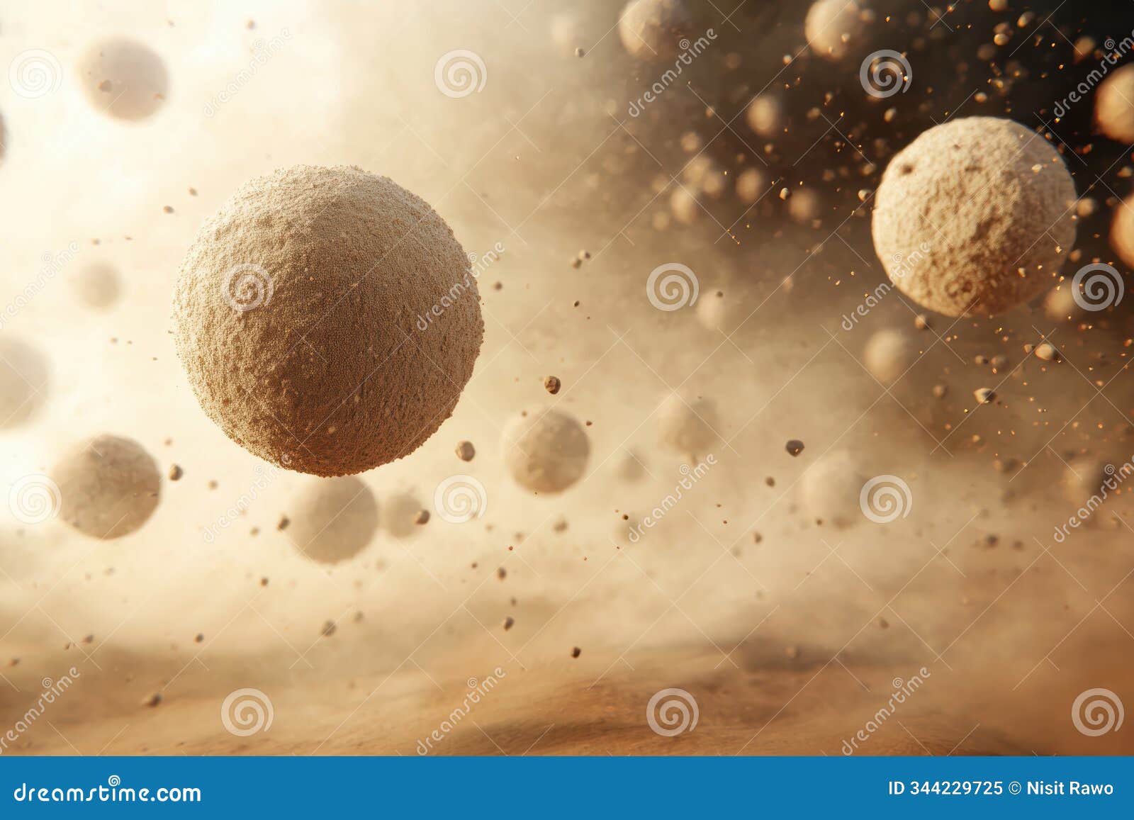 digital render of bacteria in dusty air environment
