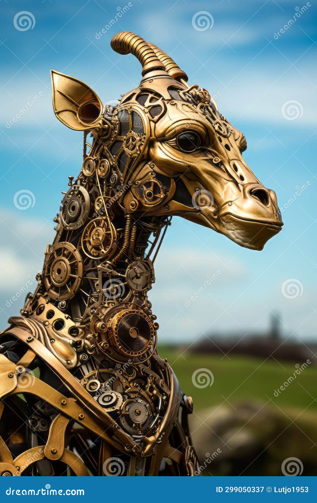 Steampunk Mechanical Giraffe. Generated Image. Stock Illustration
