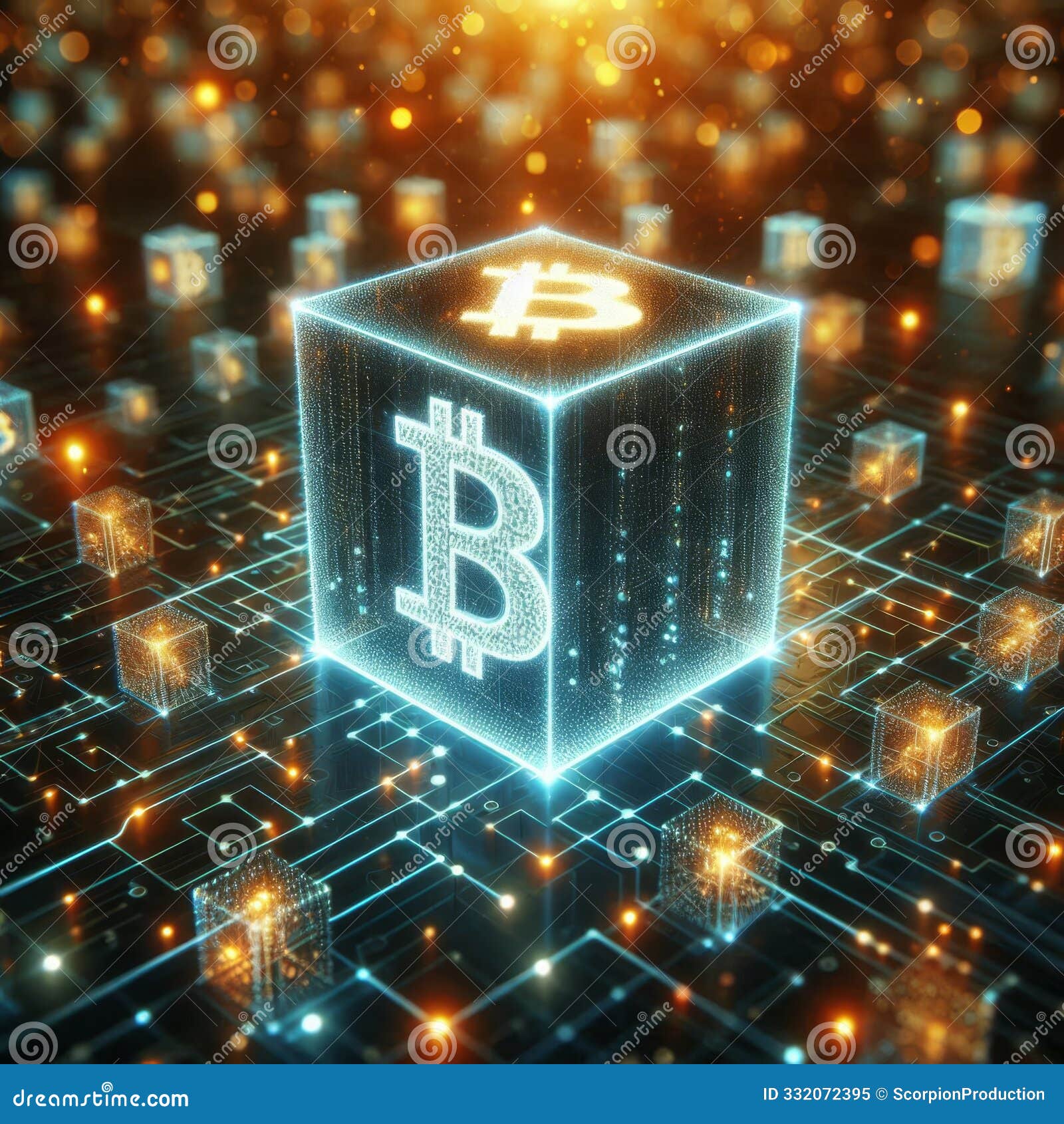 Digital Representation of Bitcoin Blockchain Technology Stock Image - Image  of cryptocurrency, decentralized: 332072395