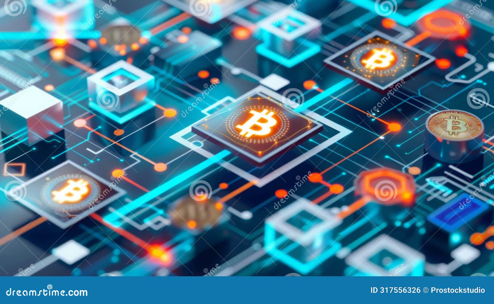 Digital Representation of Bitcoin and Blockchain Technology Stock Photo -  Image of cryptography, digital: 317556326
